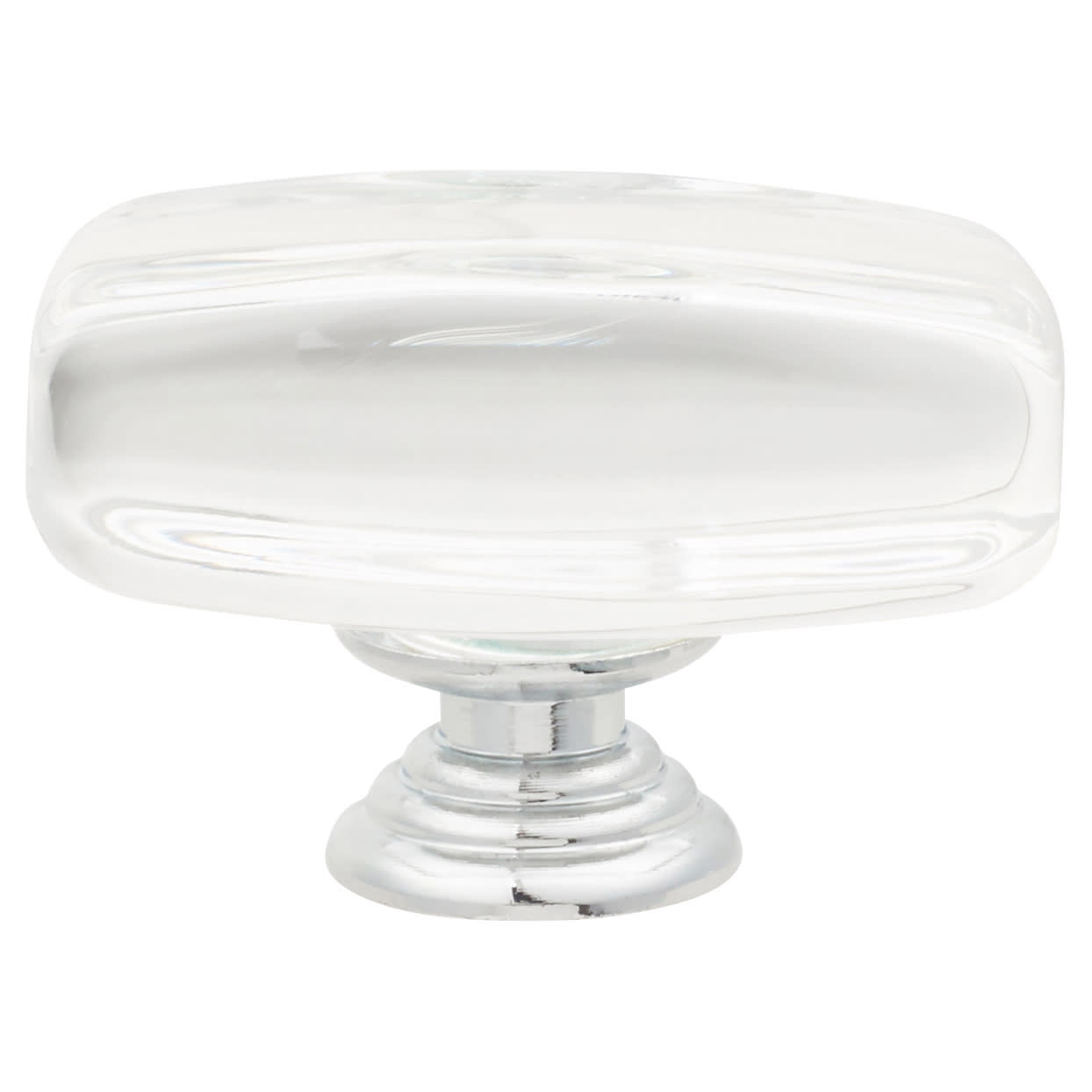 Rectangle Glass Cabinet Knob - 42mm Diameter - Polished Chrome - view 3
