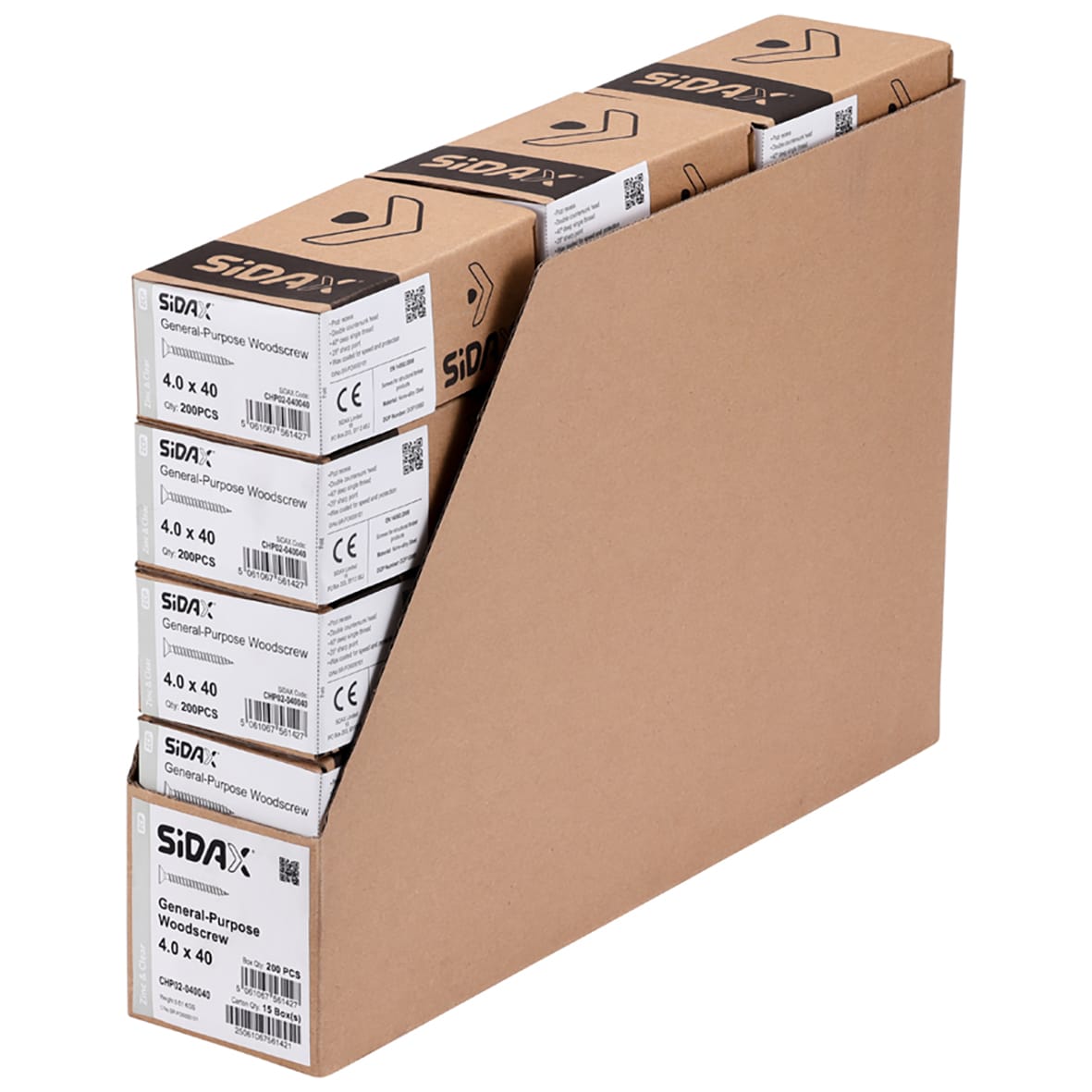General Purpose Pozi Countersunk Chipboard Wood Screws - 4.0 x 40mm - Zinc Plated - Pk of 200 - view 3