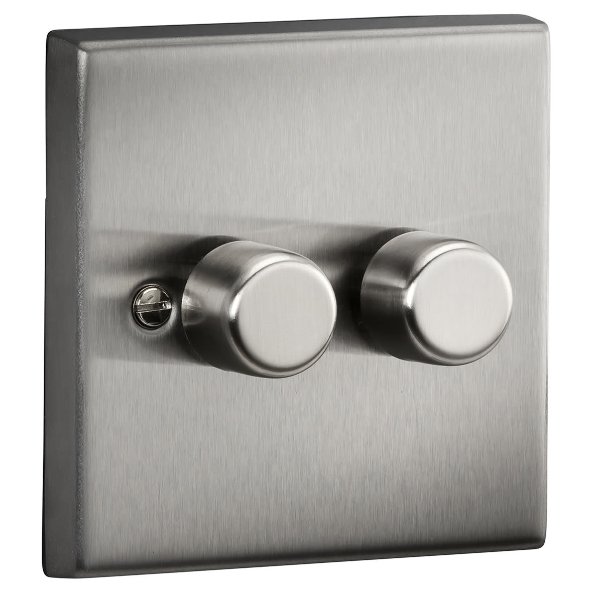 5-150W 2 Gang 2 Way Push On/Off Rotary Square Intelligent LED Dimmer - Brushed Chrome - view 2
