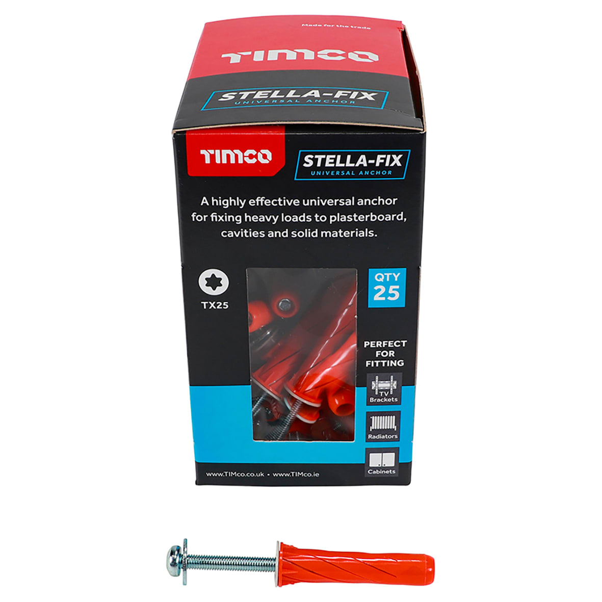 Stella Fixing Wall Anchor - M5 x 80mm - Red - view 4