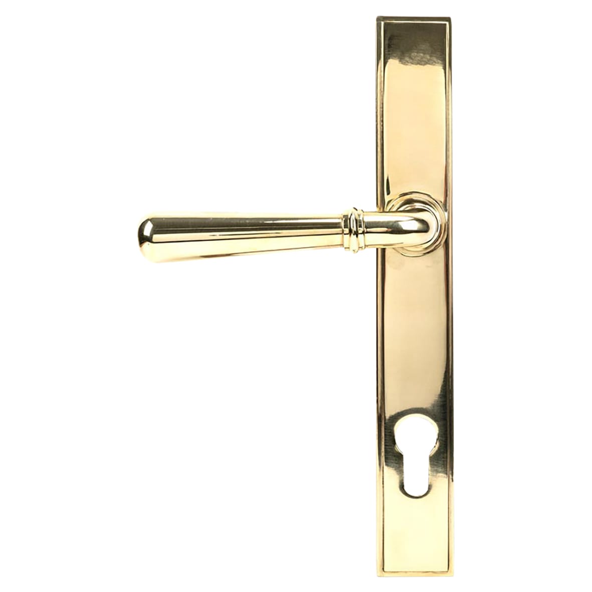 Newbury Polished Brass uPVC Slimline Multipoint Door Handles - 92mm c/c - view 2