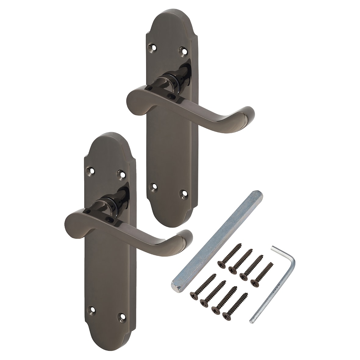 Black Nickel Victorian Summer Scroll Latch Door Handles Pack - view 3