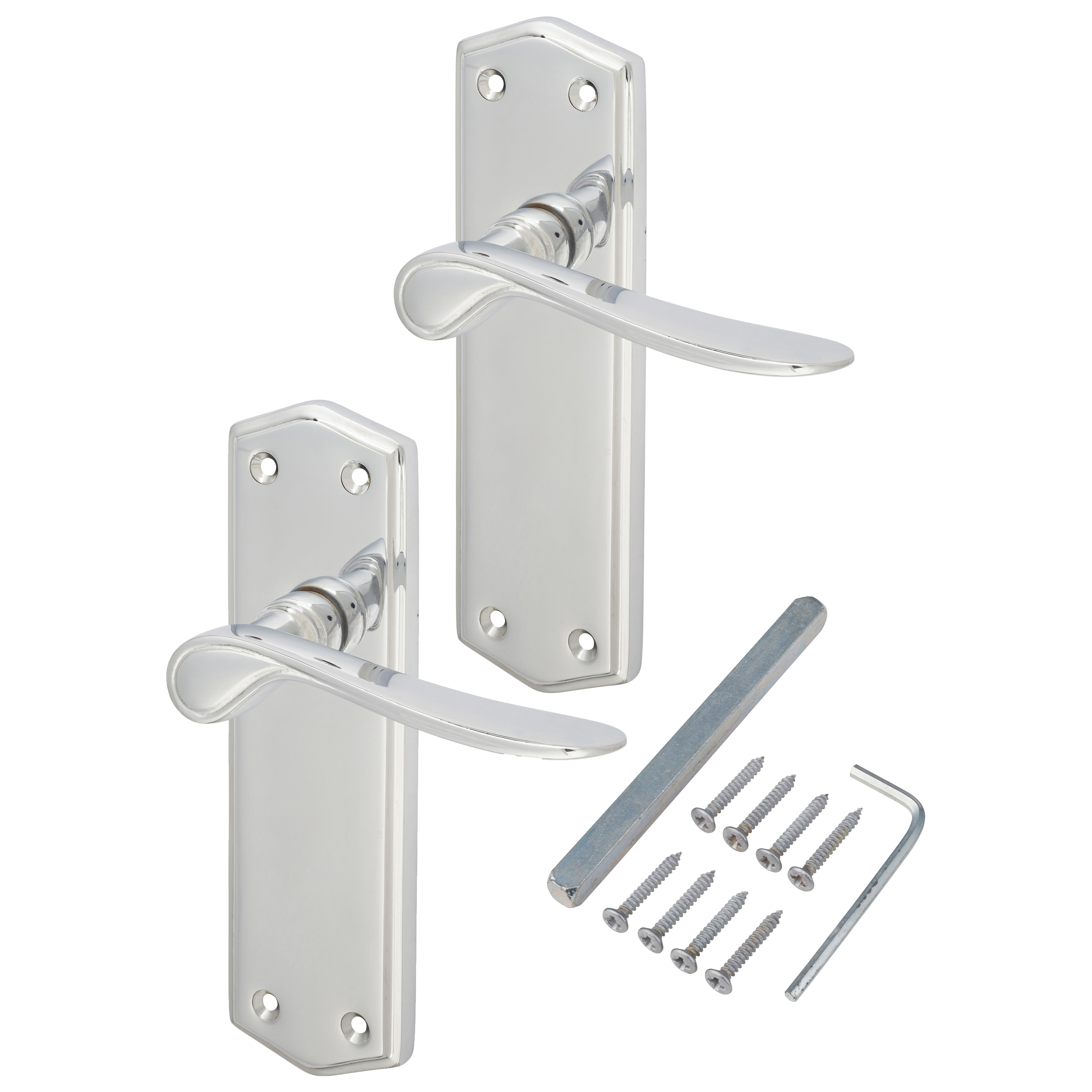 Polished Chrome Latch Door Handles - Rome Range - 170 x 50mm - view 3