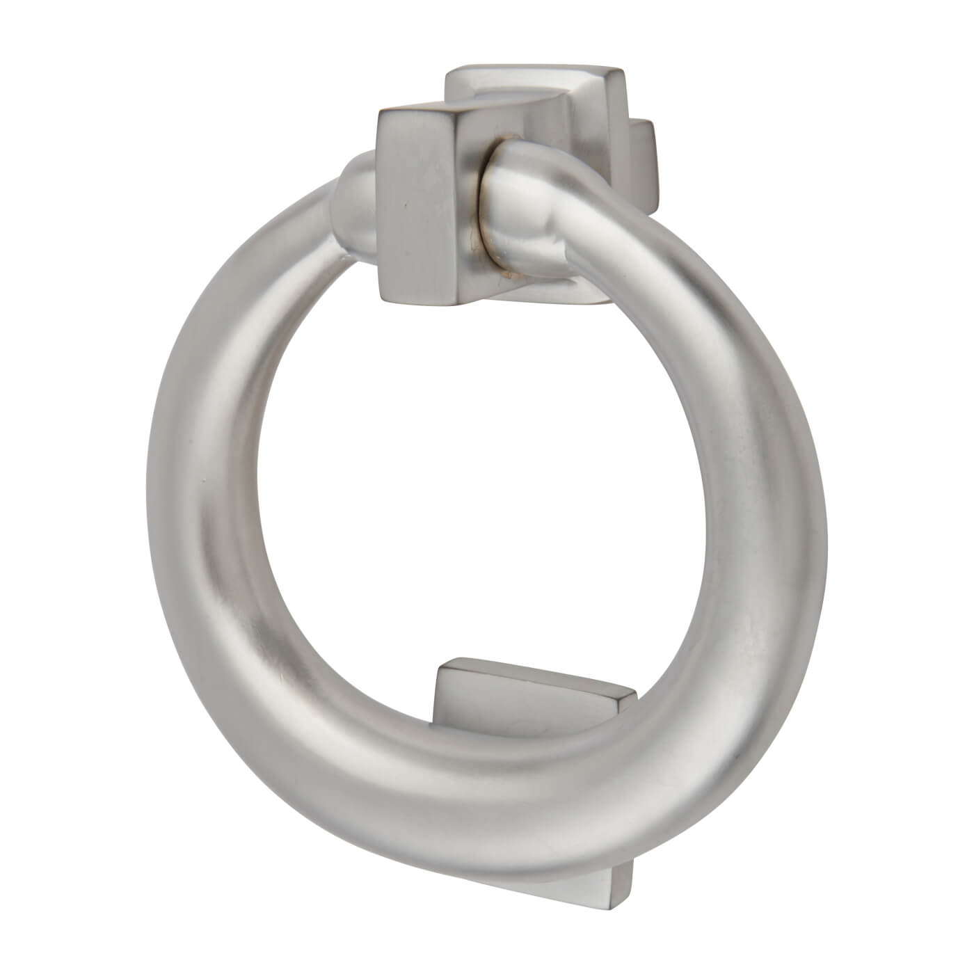 Ring Door Knocker - Satin Chrome - Square - 115 x 100mm - view 2