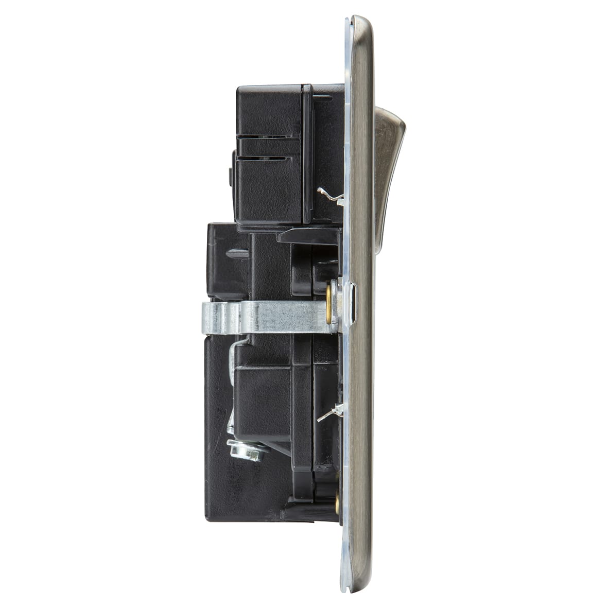 13A 2 Gang Screwless Type A/C USB Socket with 2 x USB - 4A - Antique Brass/Black - view 3