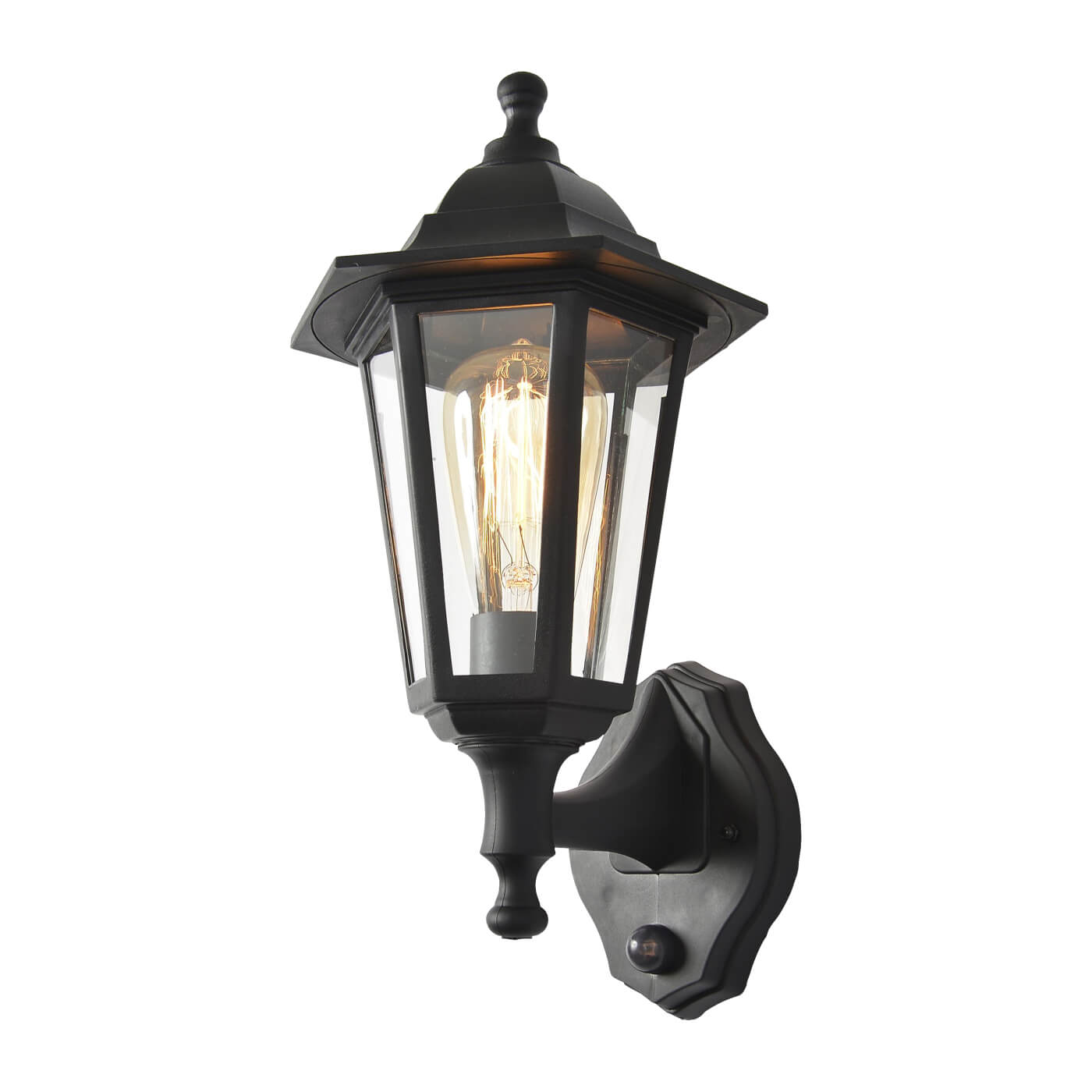 Forum Coast Bianca Outdoor Wall Lantern Light with PIR - IP44 - Black - view 2