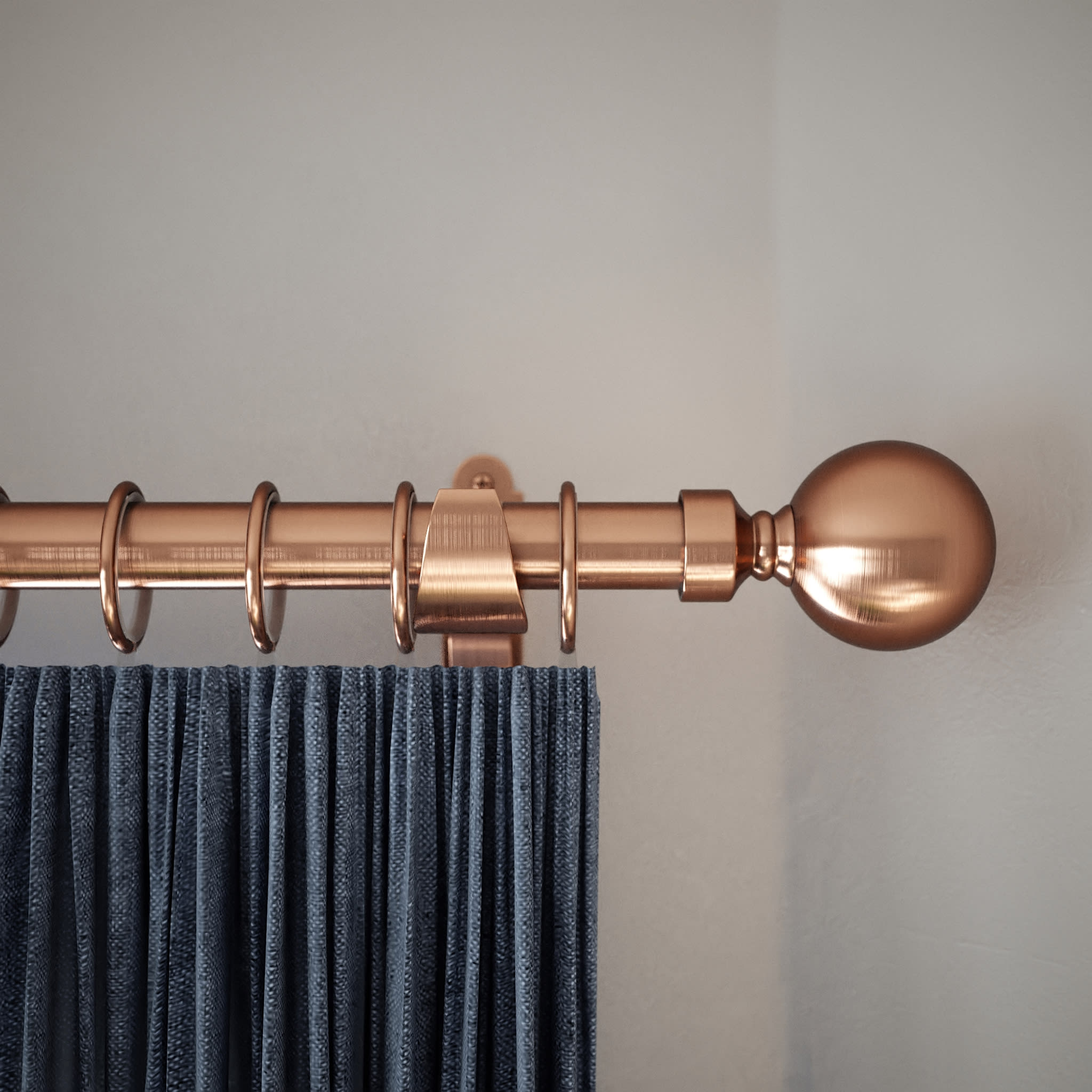 25mm Curtain Pole / Wardrobe Hanging Rail - 1219mm Length - Antique Copper - view 2