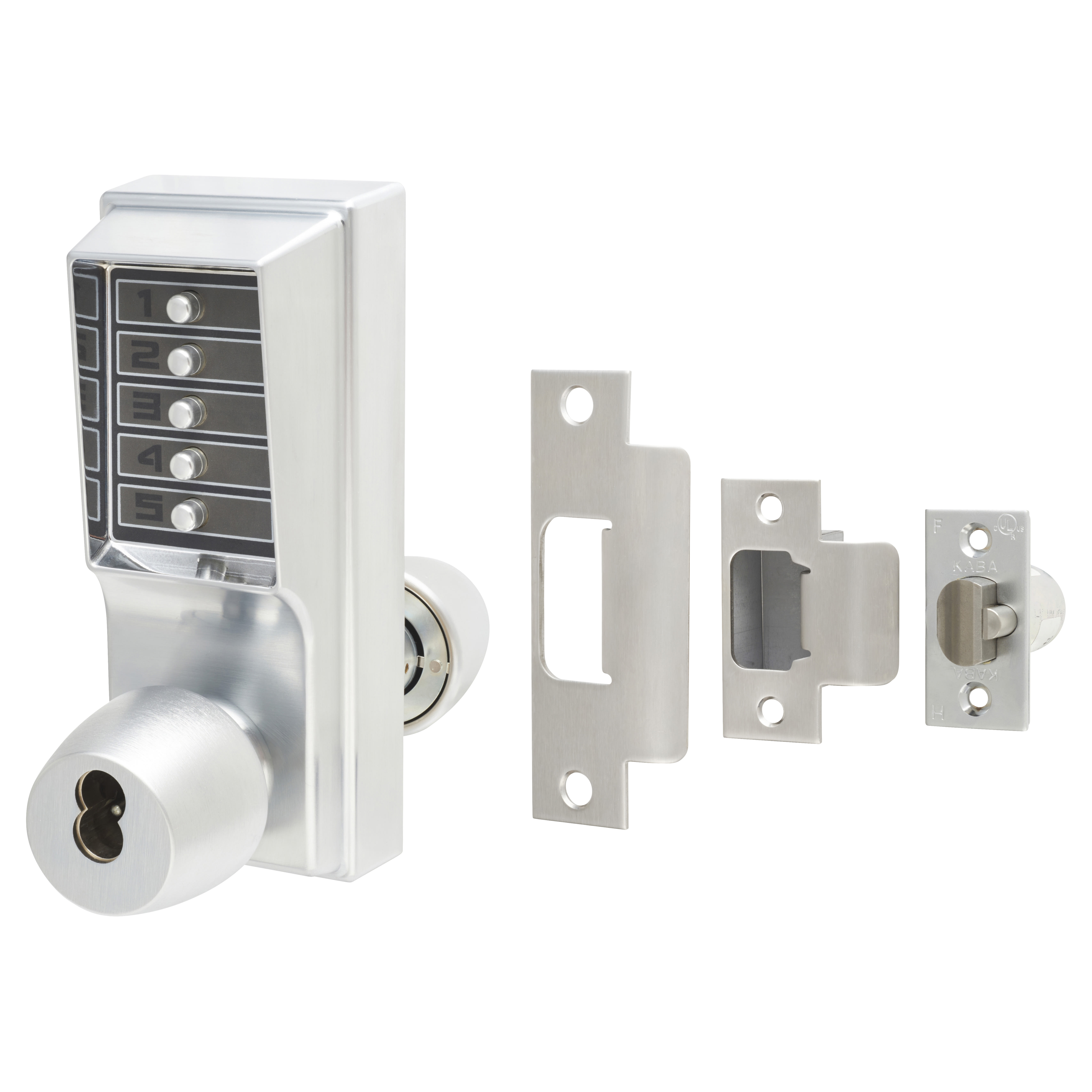 Unican 1000-4 1041 Heavy Duty Push Button Code Lock & Latch - Holdback Option - Sat Chrome - view 2