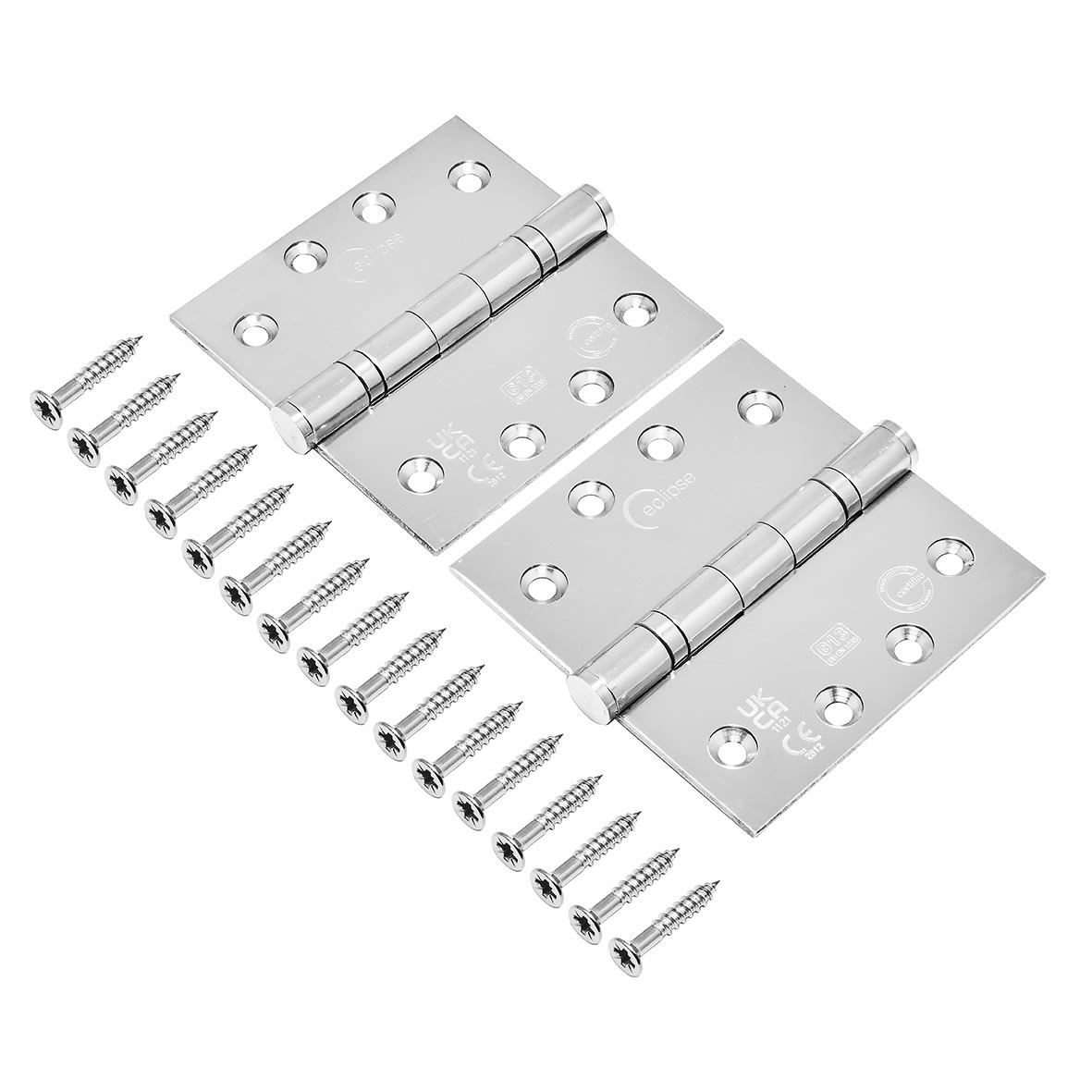 Ball Bearing Grade 13 Butt Fire Door Hinge - 102 x 102 x 3mm - Polished Stainless - Pair - view 2