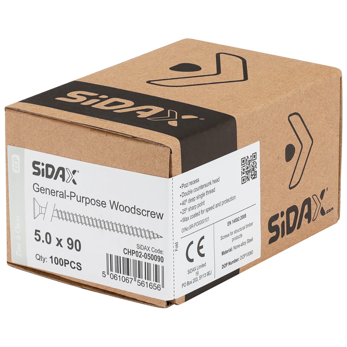 General Purpose Pozi Countersunk Chipboard Wood Screws - 5.0 x 90mm - Zinc Plated - Pk of 100 - view 2