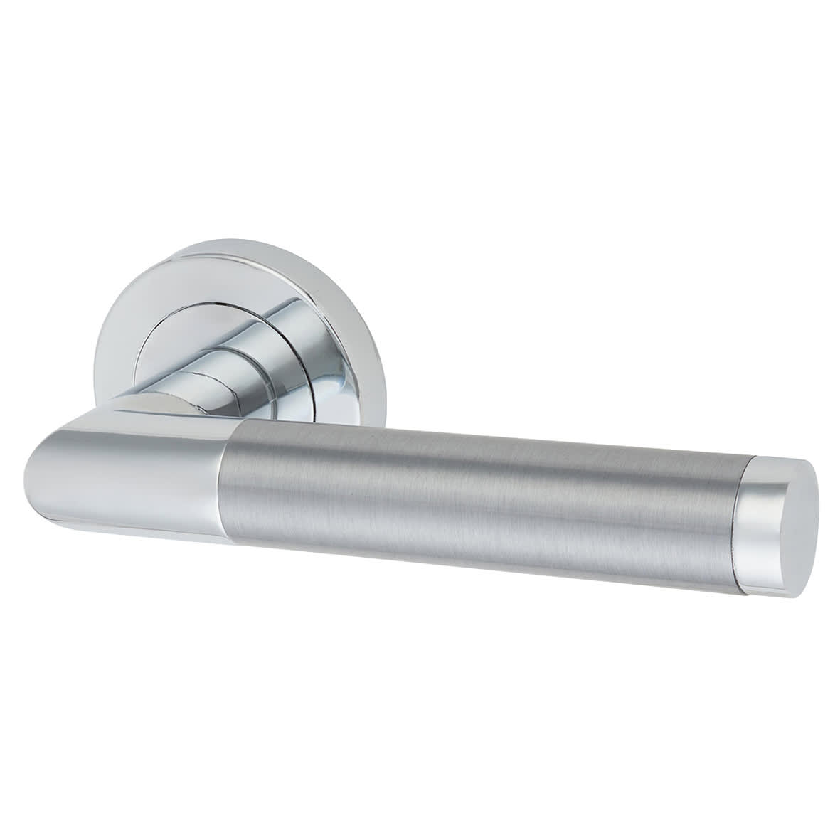 Polished/Satin Chrome Door Handles on Round Rose - Serena Range - view 4