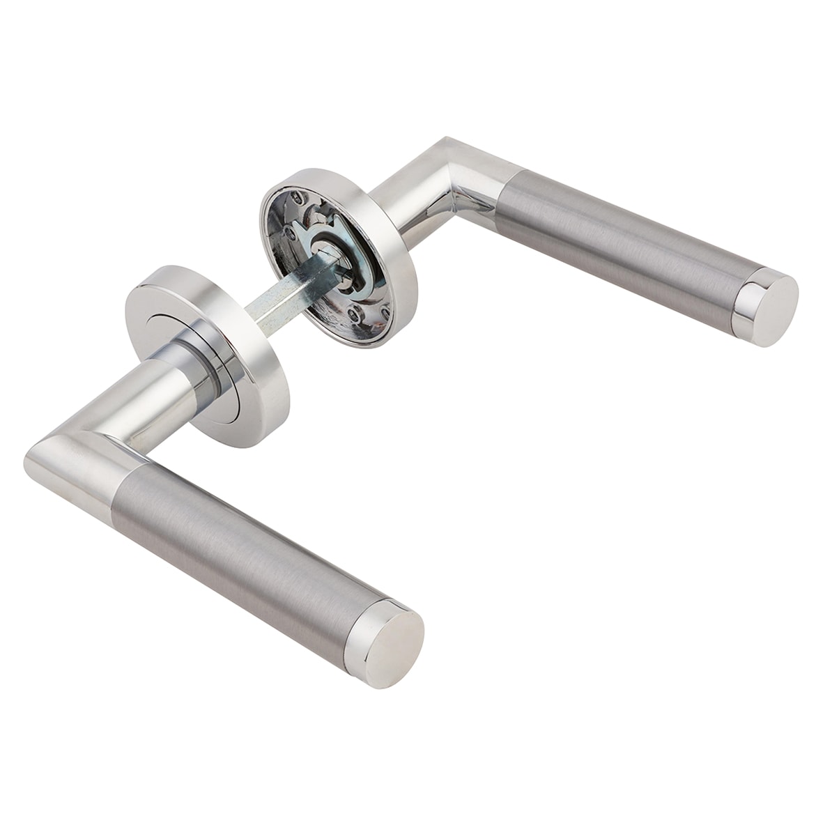 Polished/Satin Chrome Door Handles on Round Rose - Serena Range - view 6