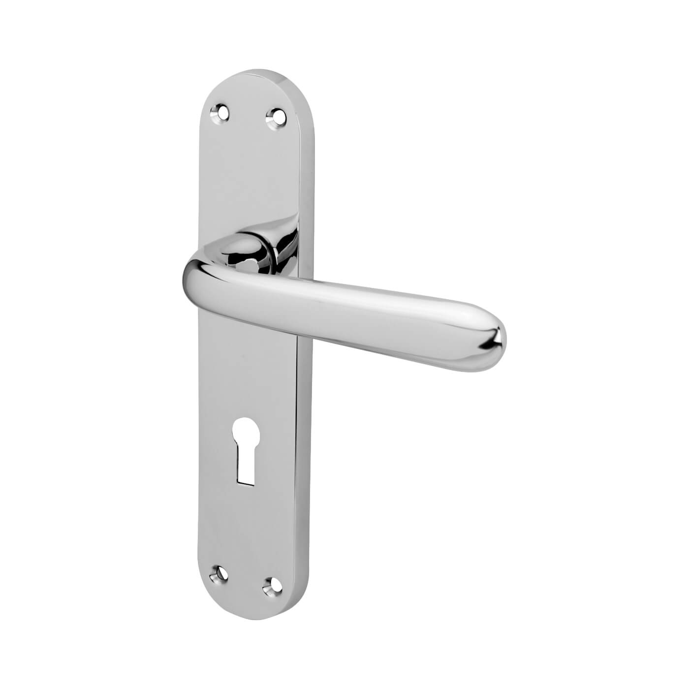 Polished Chrome Keyhole Lock Door Handles - Arezzo Range - 182 x 39mm - view 2
