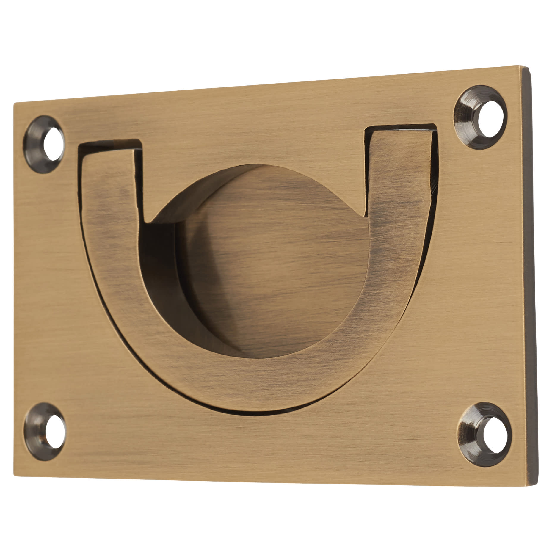 Flush Chest Drawer Cabinet Pull Handle - 75 x 45mm - Antique Brass - view 2