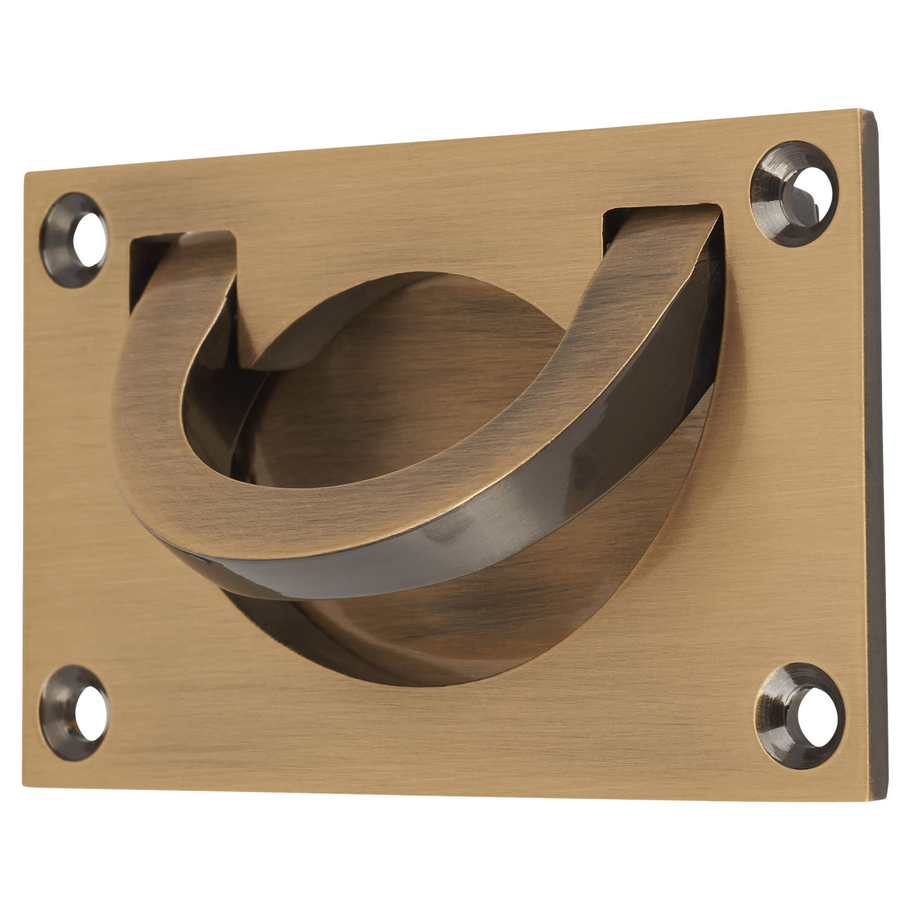 Flush Chest Drawer Cabinet Pull Handle - 75 x 45mm - Antique Brass - view 4