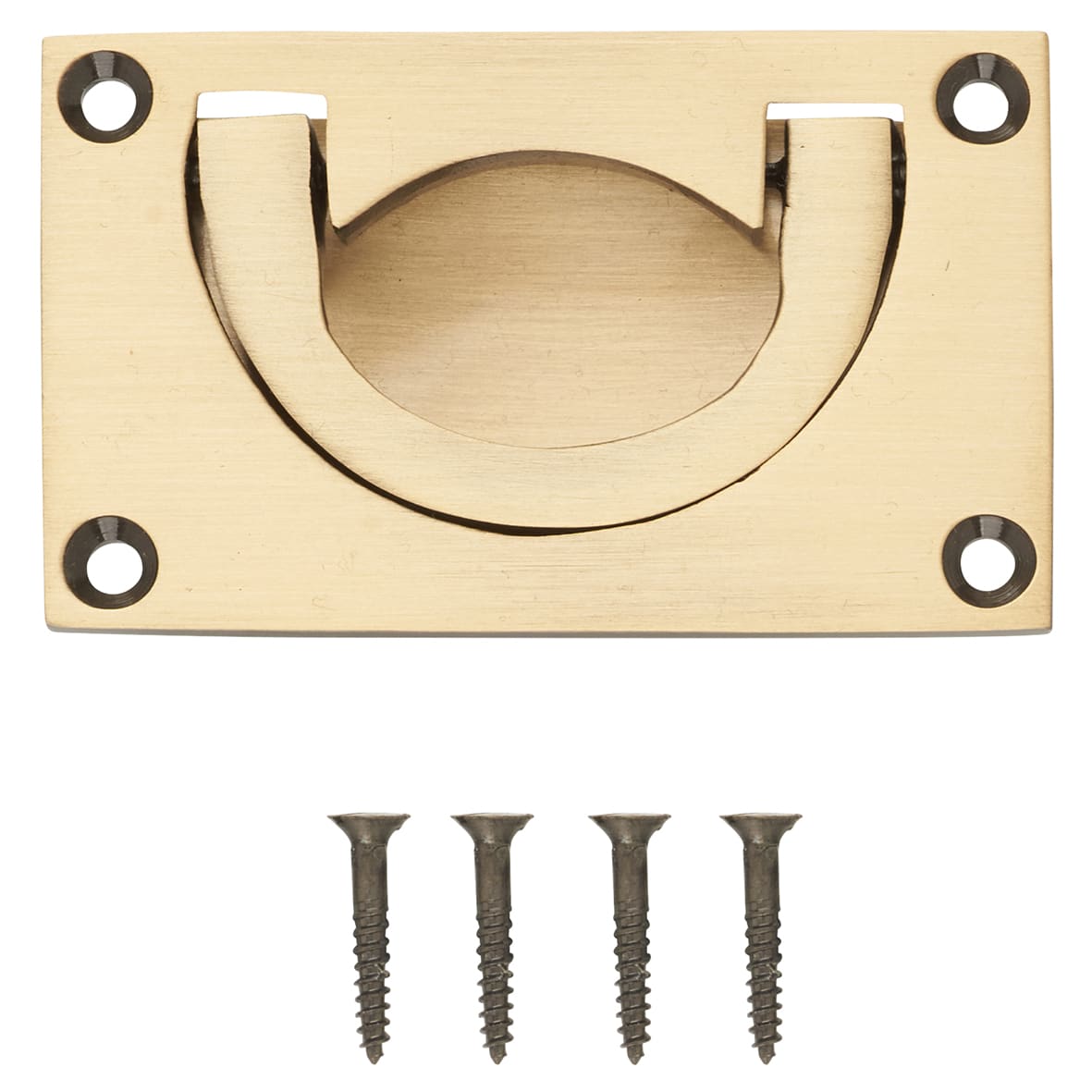 Flush Chest Drawer Cabinet Pull Handle - 75 x 45mm - Antique Brass - view 6
