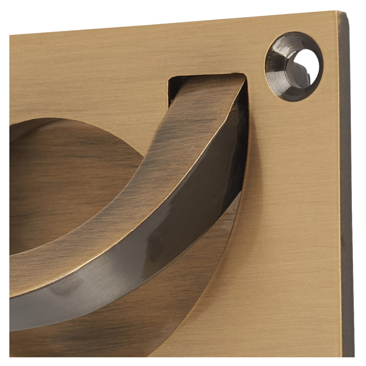 Flush Chest Drawer Cabinet Pull Handle - 75 x 45mm - Antique Brass - view 7