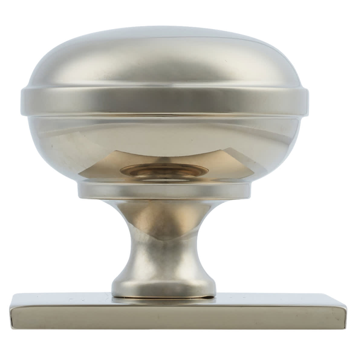 Quantock Cabinet Knob on Square Backplate - 34mm Diameter - PVD Polished Nickel - view 2