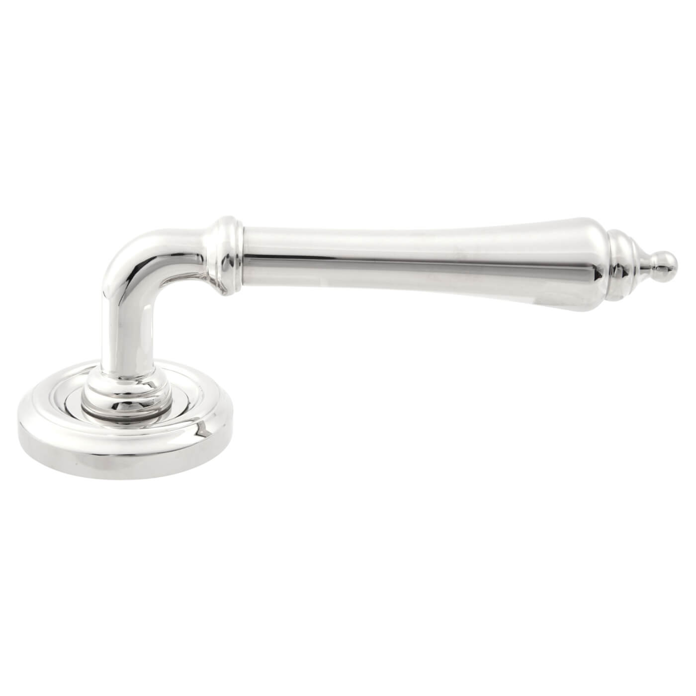 Polished Nickel Door Handles on Round Rose - Parisian Camille Range - view 3