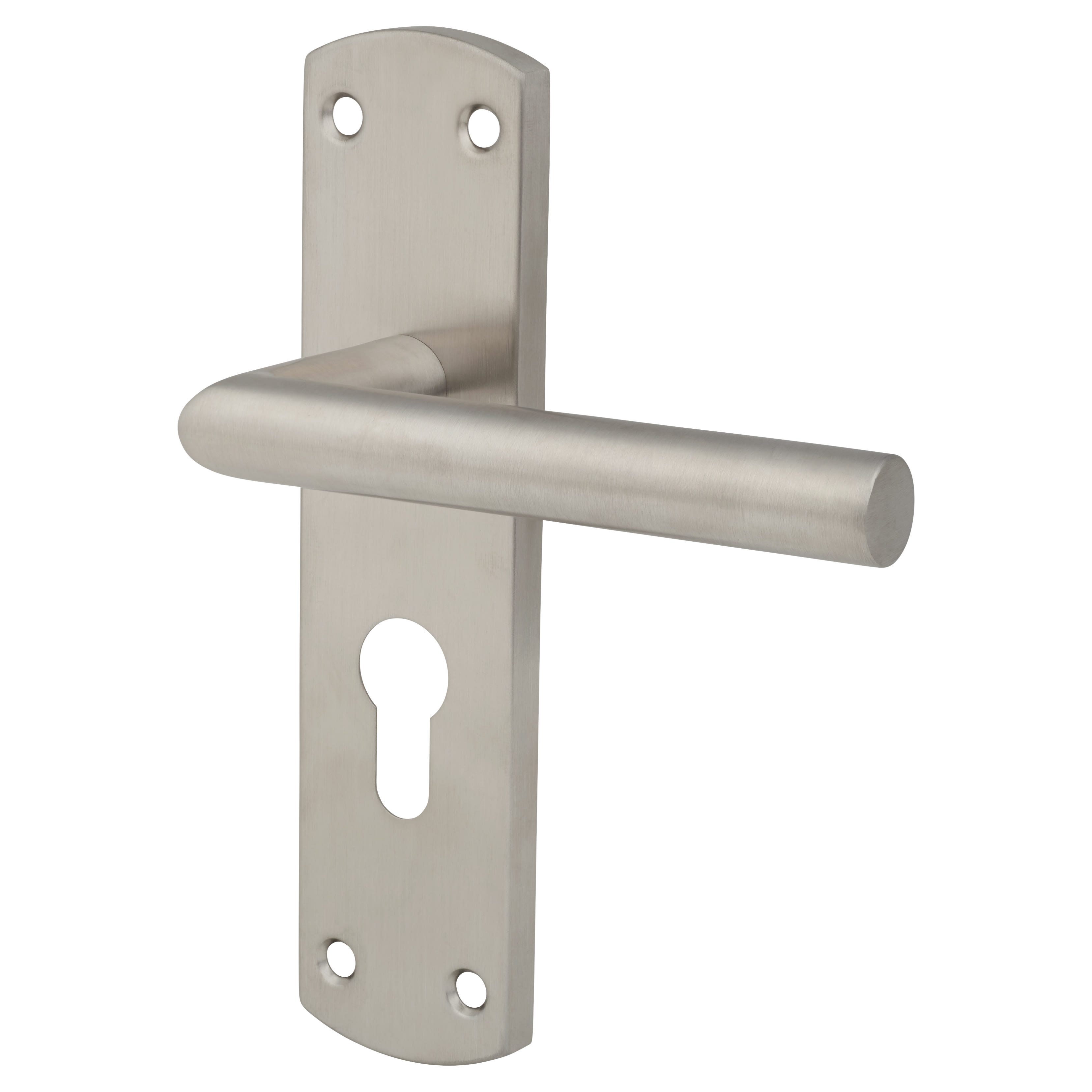 Satin Stainless Steel Mitred Euro Lock Door Handles - 172 x 44mm - view 2