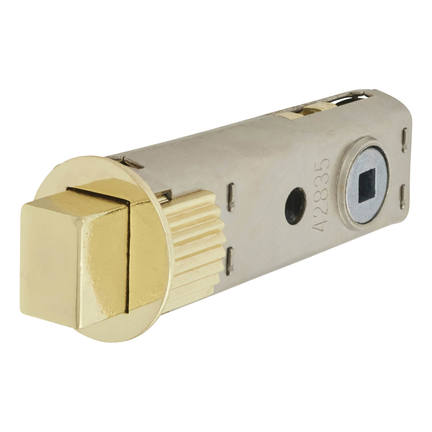 FastLatch Tubular Push-Fit Bathroom Deadbolt - 73mm Case - 57mm Backset - Polished Brass - view 3