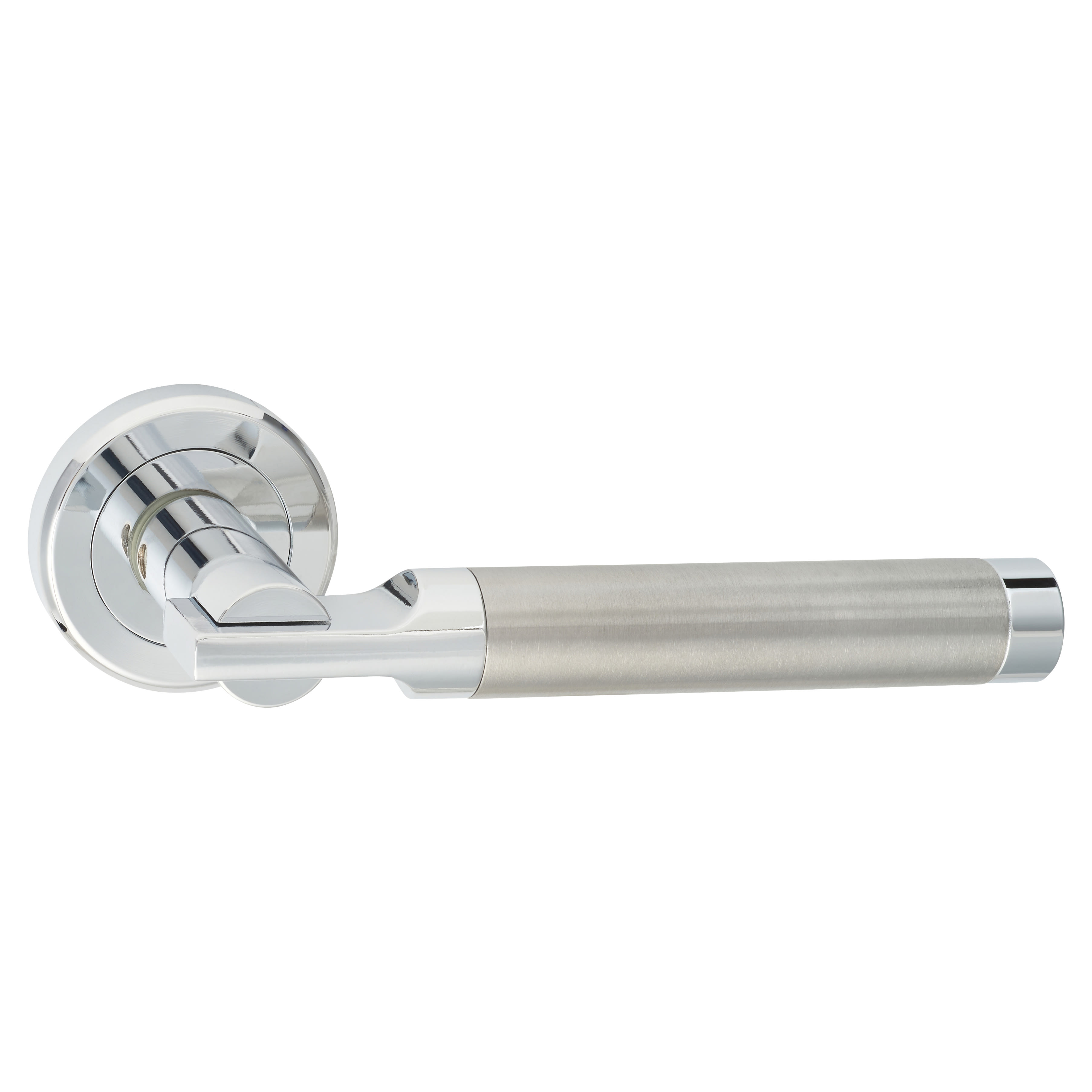 Brass Satin Chrome/Polished Chrome Door Handles on Round Rose - Azul Range - view 2