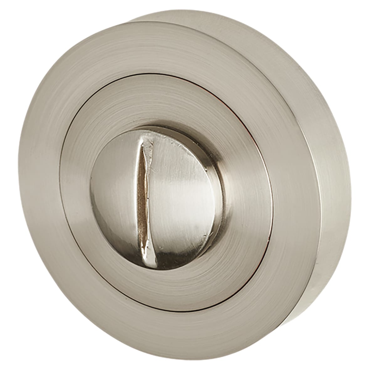 Satin Nickel Bathroom Lock Door Handles on Rose Pack - Ariel Range - view 6
