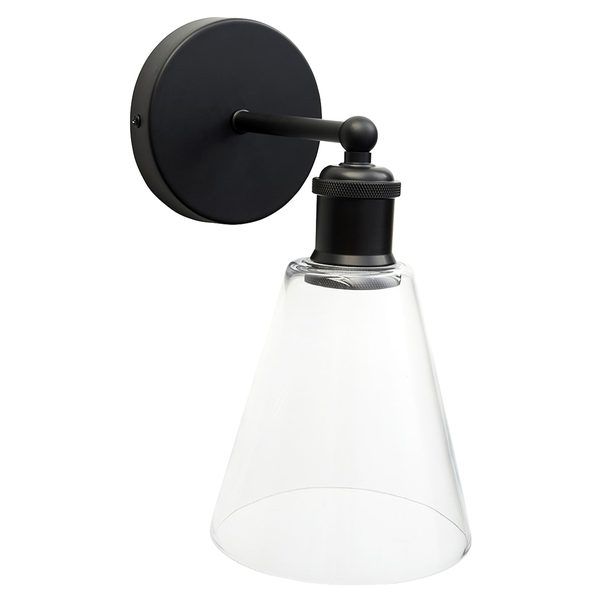 Divi Indoor Wall Light - Matt Black Fittings and Hooded Clear Glass Shade - view 3