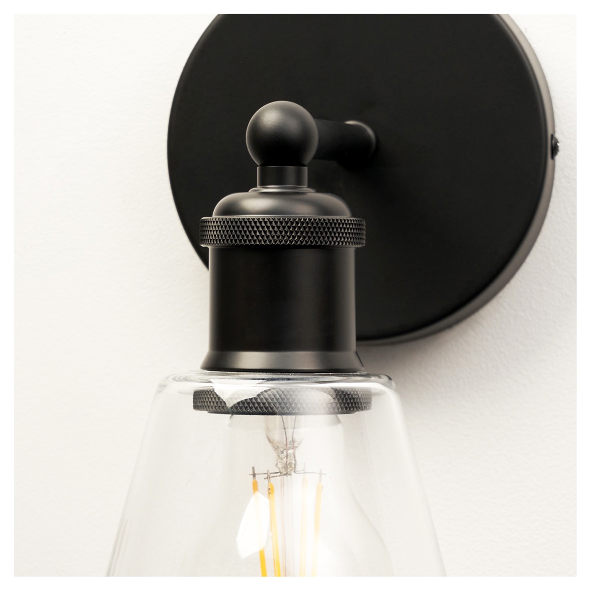 Divi Indoor Wall Light - Matt Black Fittings and Hooded Clear Glass Shade - view 4