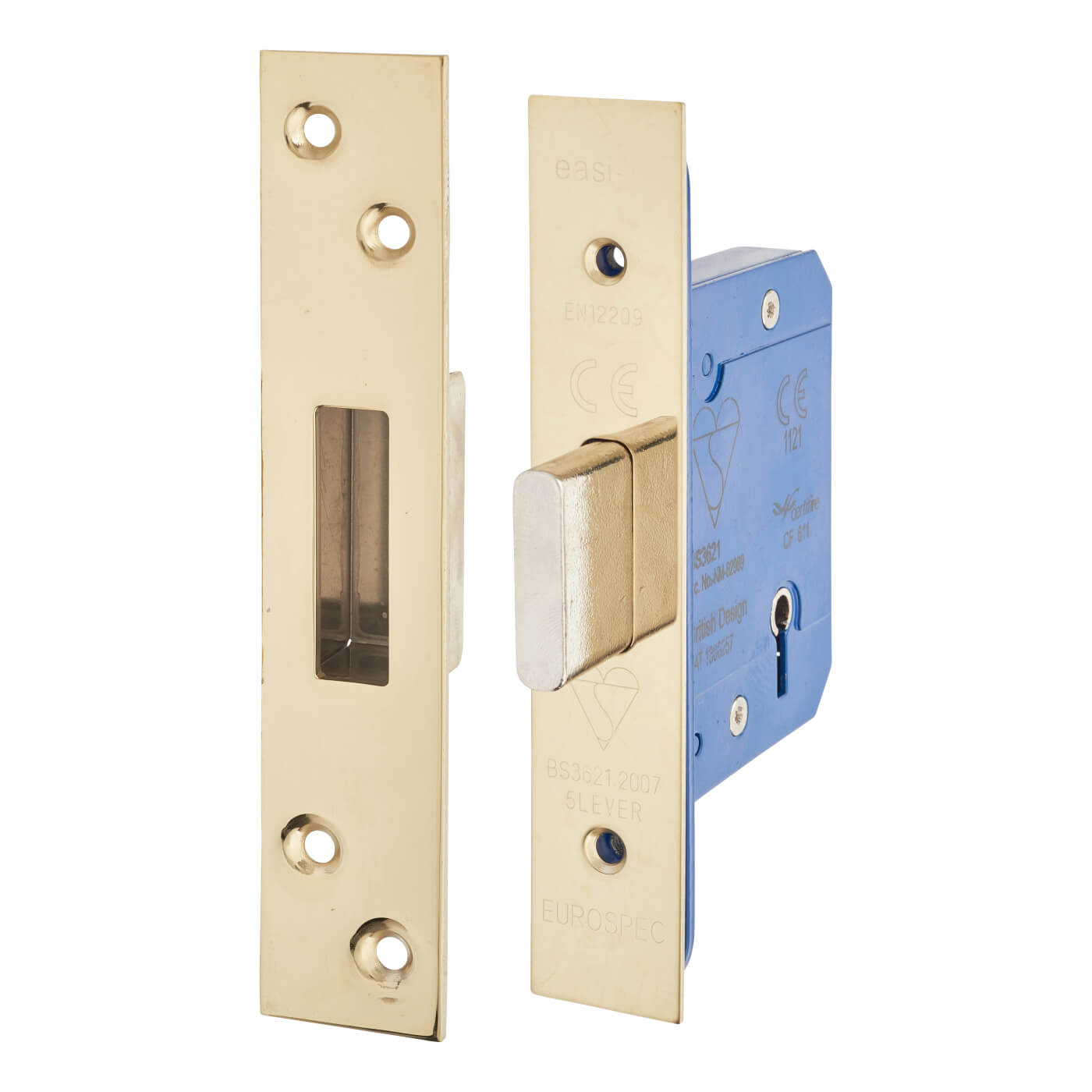 5 Lever Deadlock - 78mm Case - 57mm Backset - PVD Brass - view 2