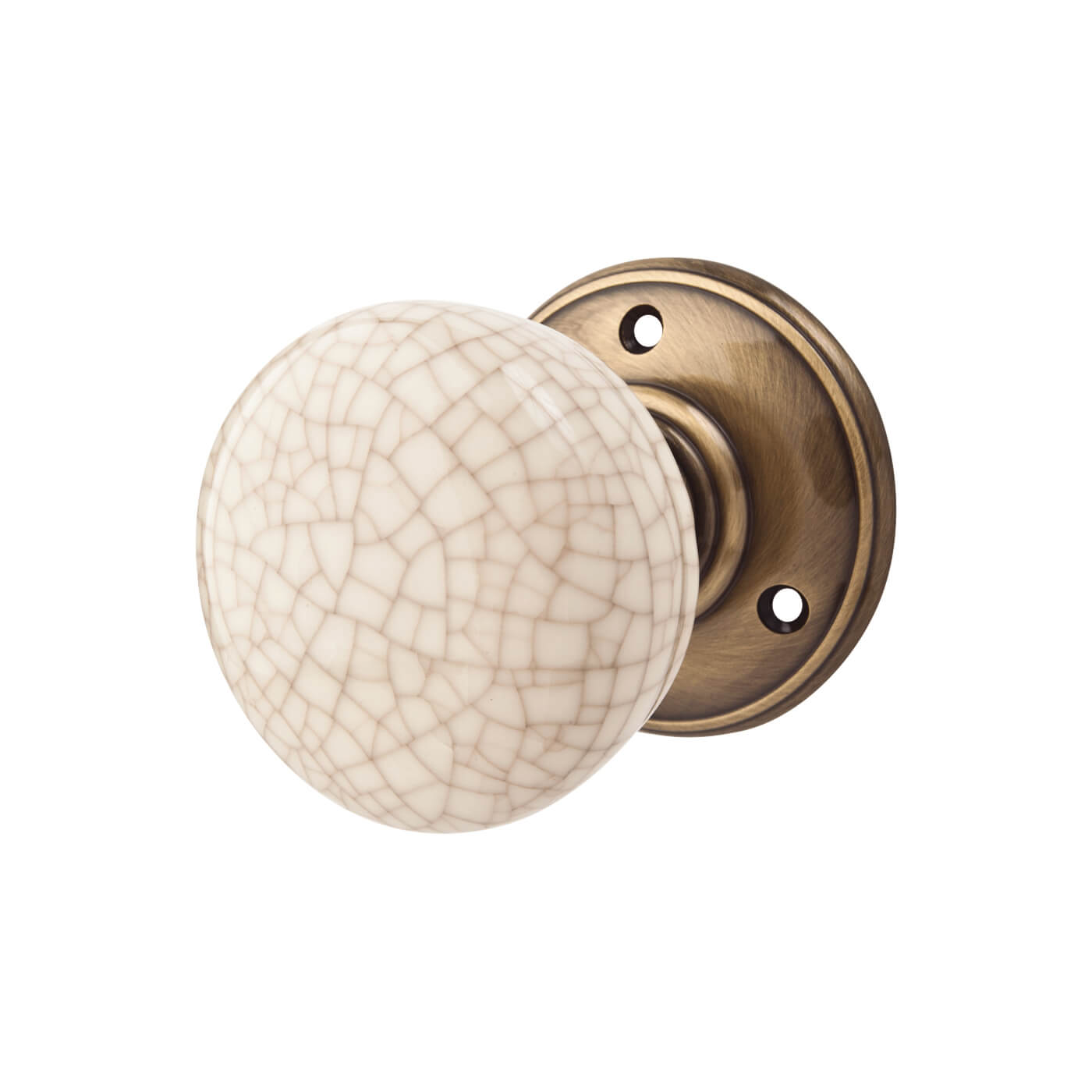 Ivory Crackle Knob & Bronze Rose Porcelain Mortice Door Knob - 70mm Rose - Delamain - view 2