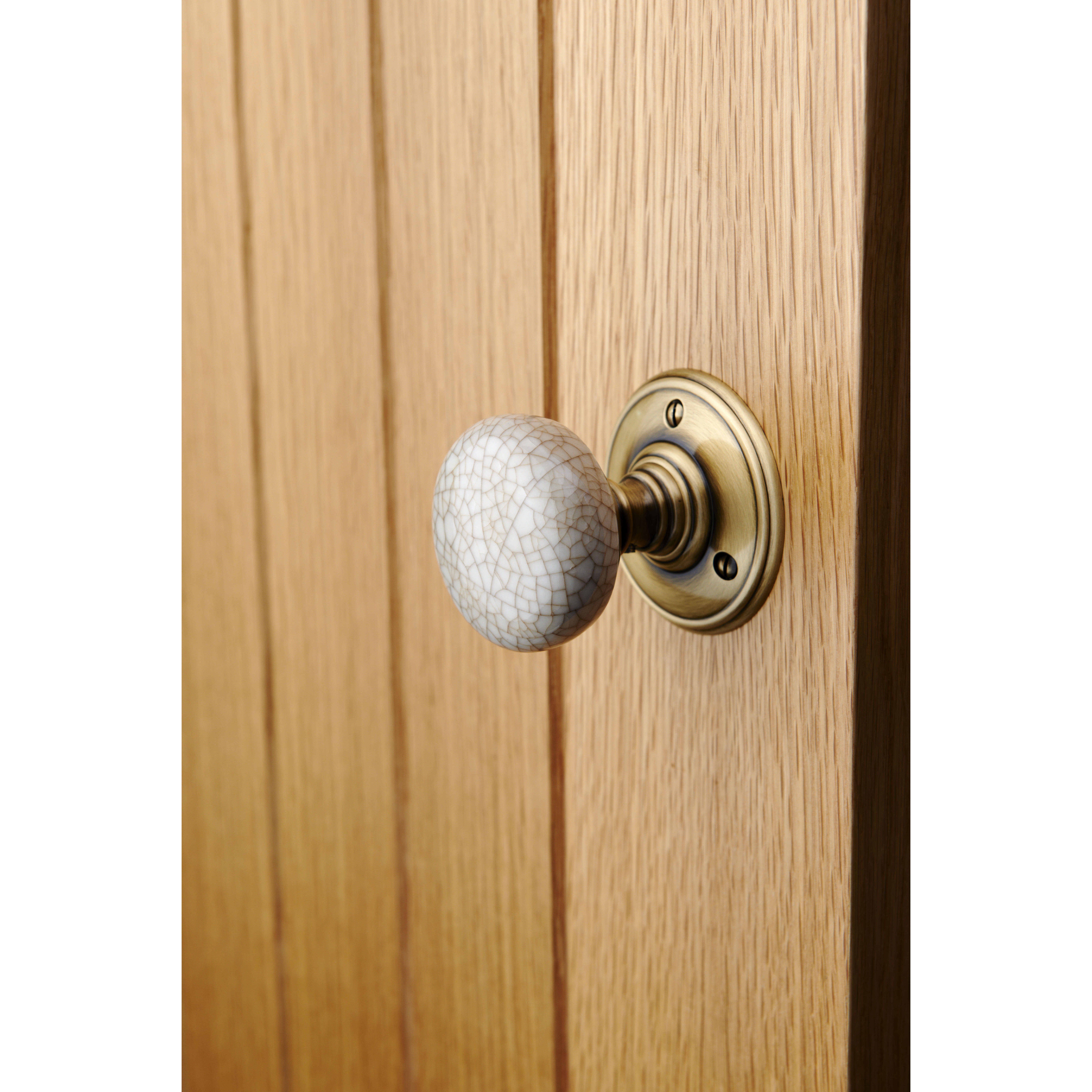 Ivory Crackle Knob & Bronze Rose Porcelain Mortice Door Knob - 70mm Rose - Delamain - view 3