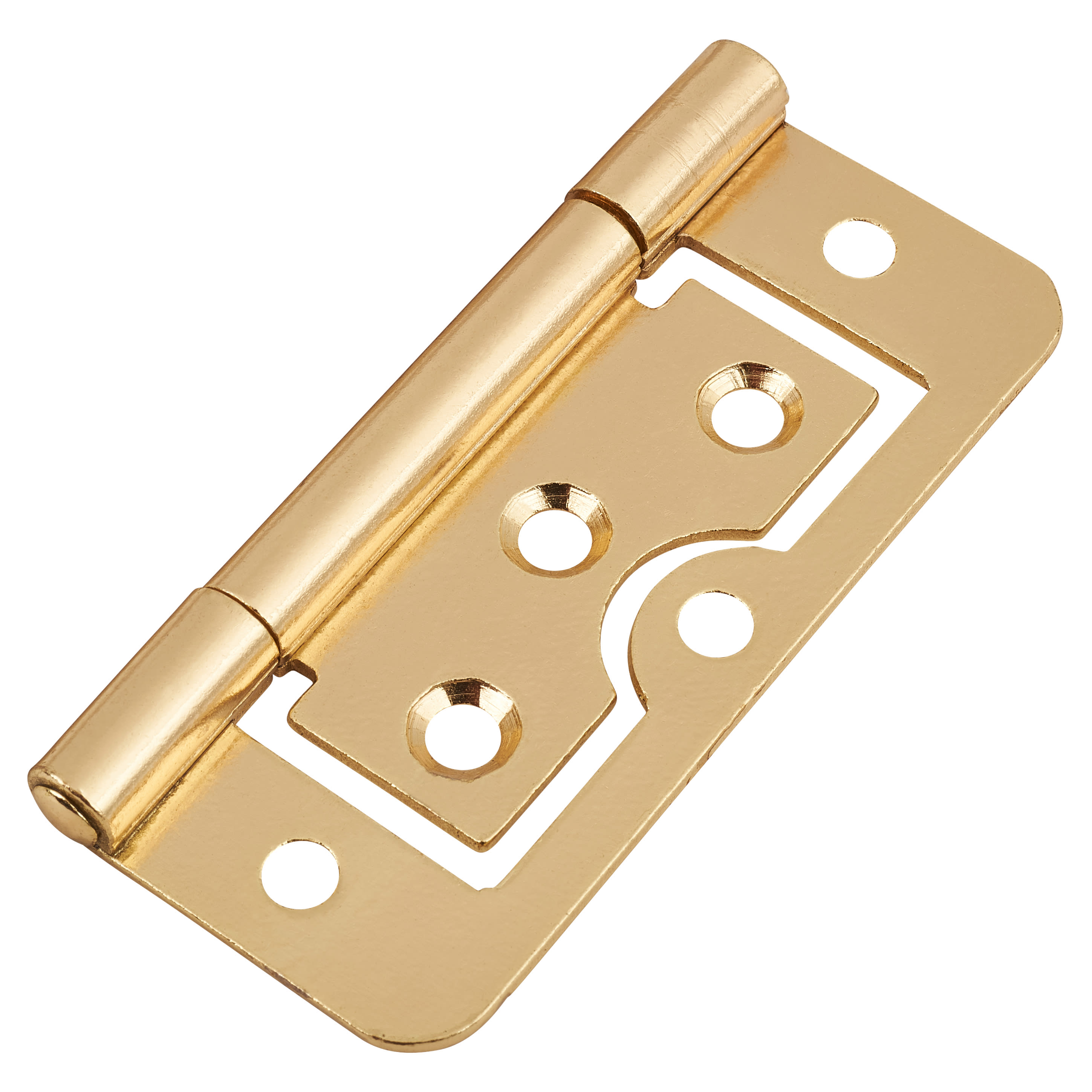 Flush Cabinet Hinge - 75 x 51 x 1mm - Polished Brass - Pack of 10 Pairs - view 4