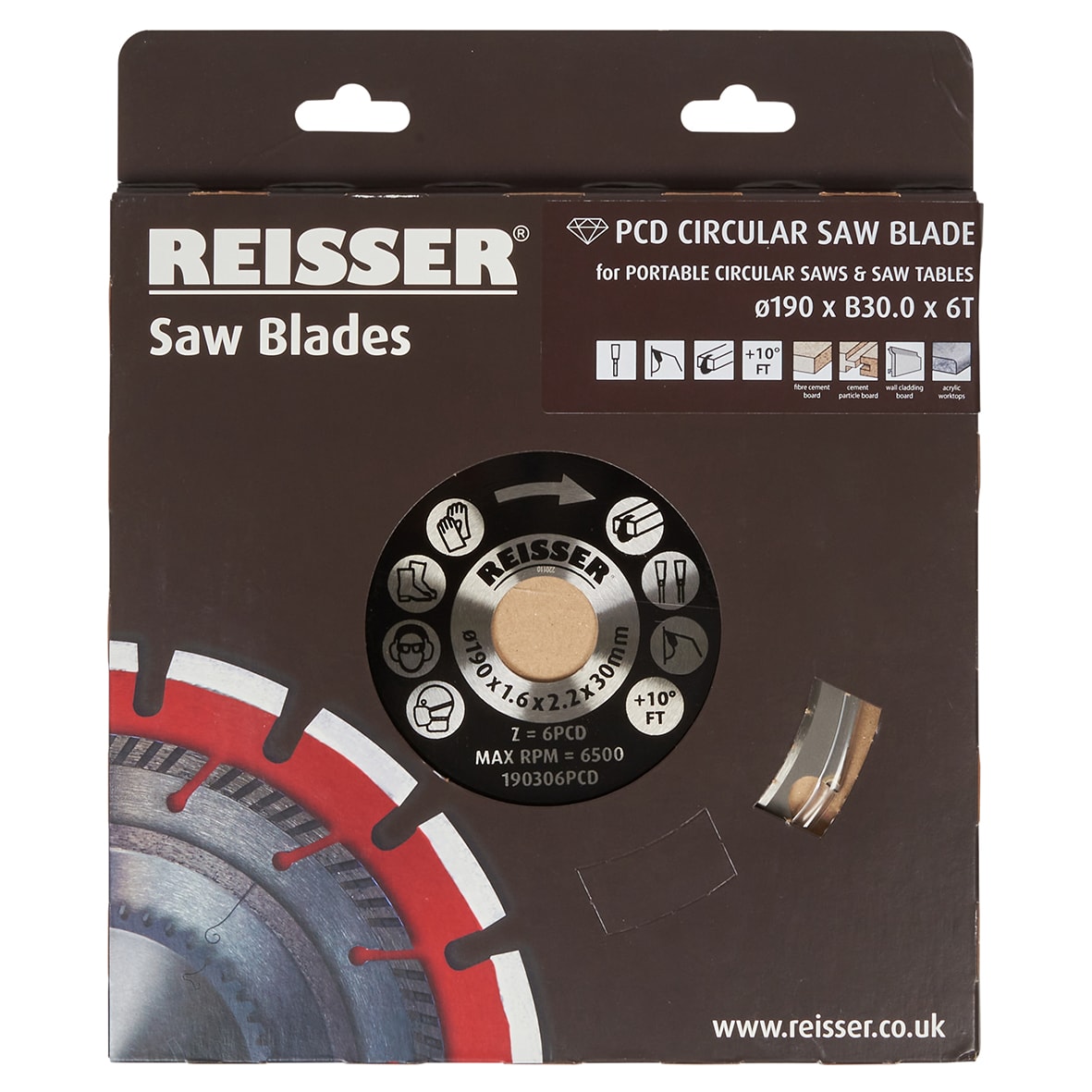 PCD Circular Saw Blade - 190 x 30mm - 6T - Fibre Cement - view 2