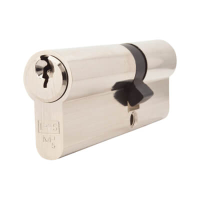 5 Pin 85mm Euro Double Cylinder - 35 + 50mm - Polished Nickel - Keyed to Differ - view 2