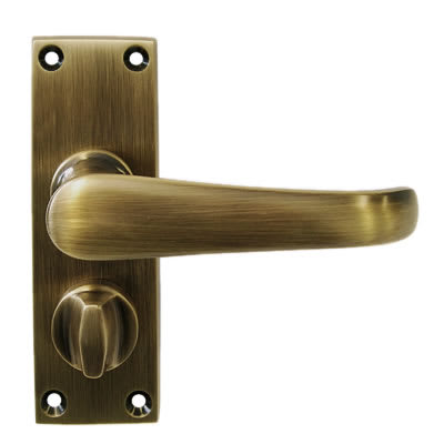 Marcus Antique Brass Privacy Door - Short Plate - Windsor Range - 119 x 40mm - view 2