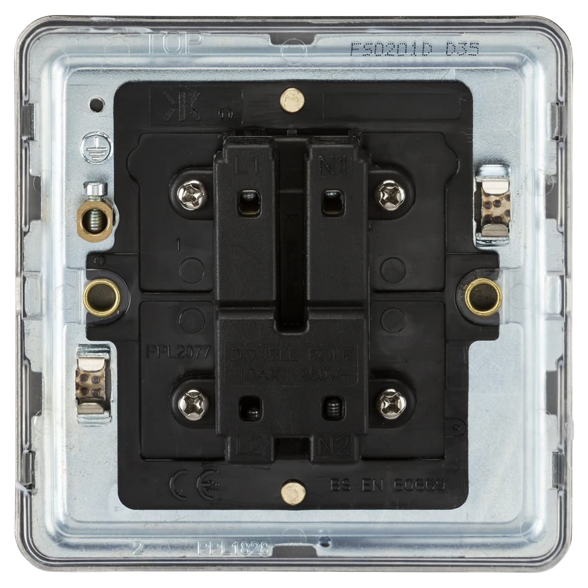 10AX 1 Gang Screwless Flat Plate Double Pole Light Switch - Smoked Bronze - view 3