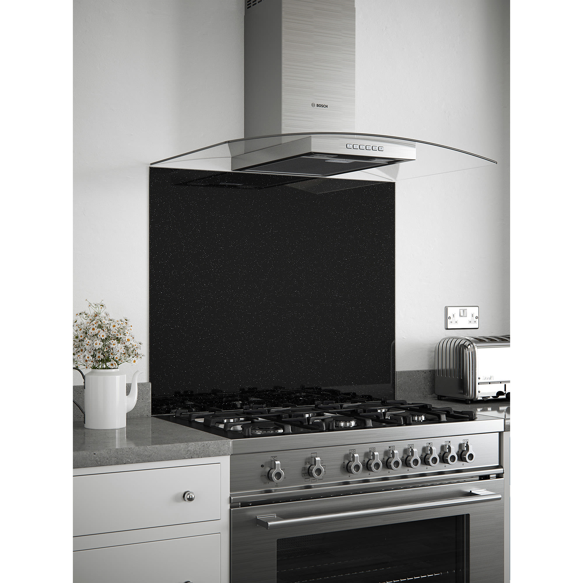Self Adhesive Glass Kitchen Splashback - 750 x 900mm - Black Sparkle - view 2