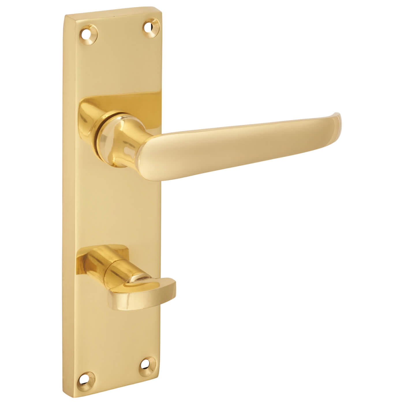 Polished Brass Victorian Straight Bathroom Door Handles - 155 x 42mm - view 5