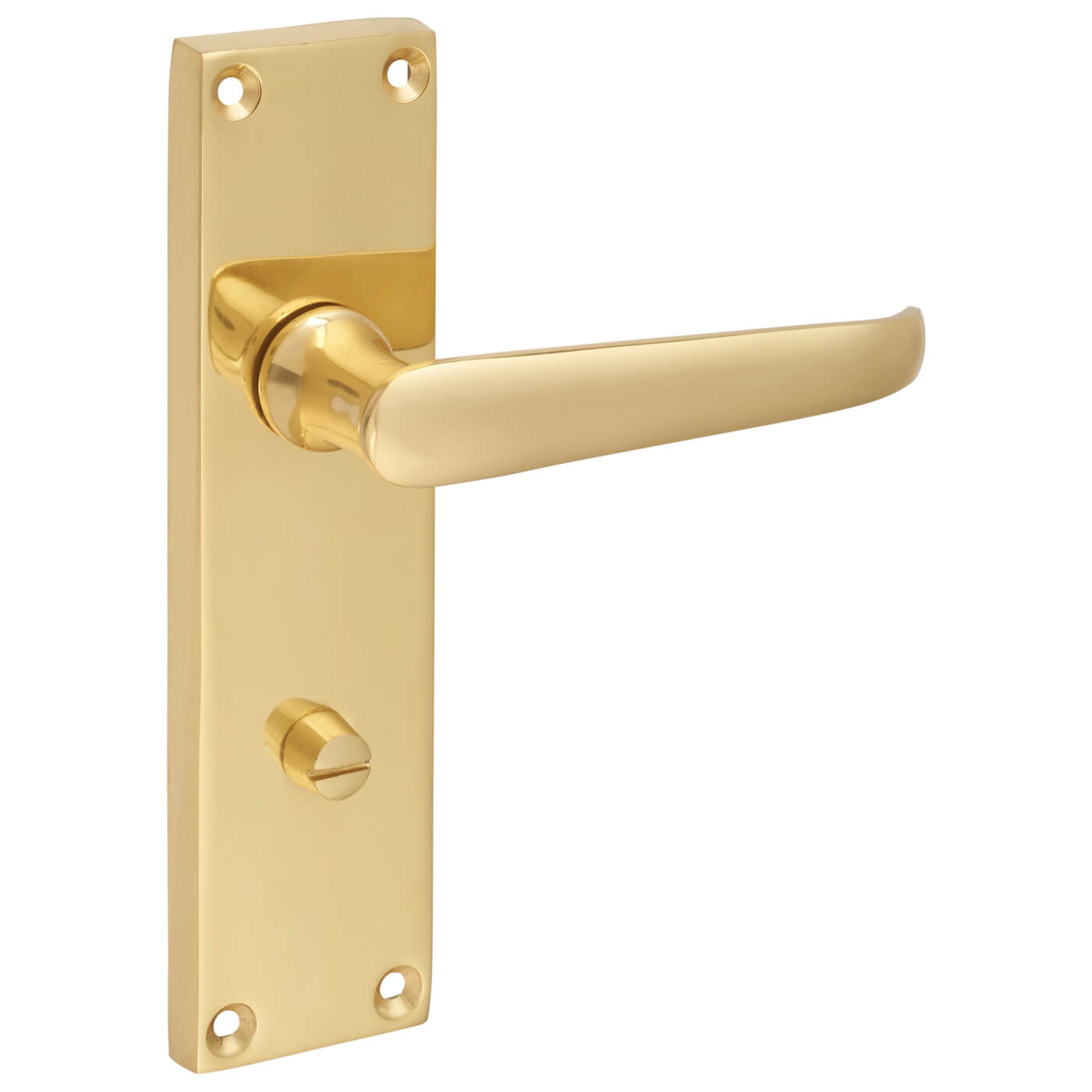Polished Brass Victorian Straight Bathroom Door Handles - 155 x 42mm - view 6