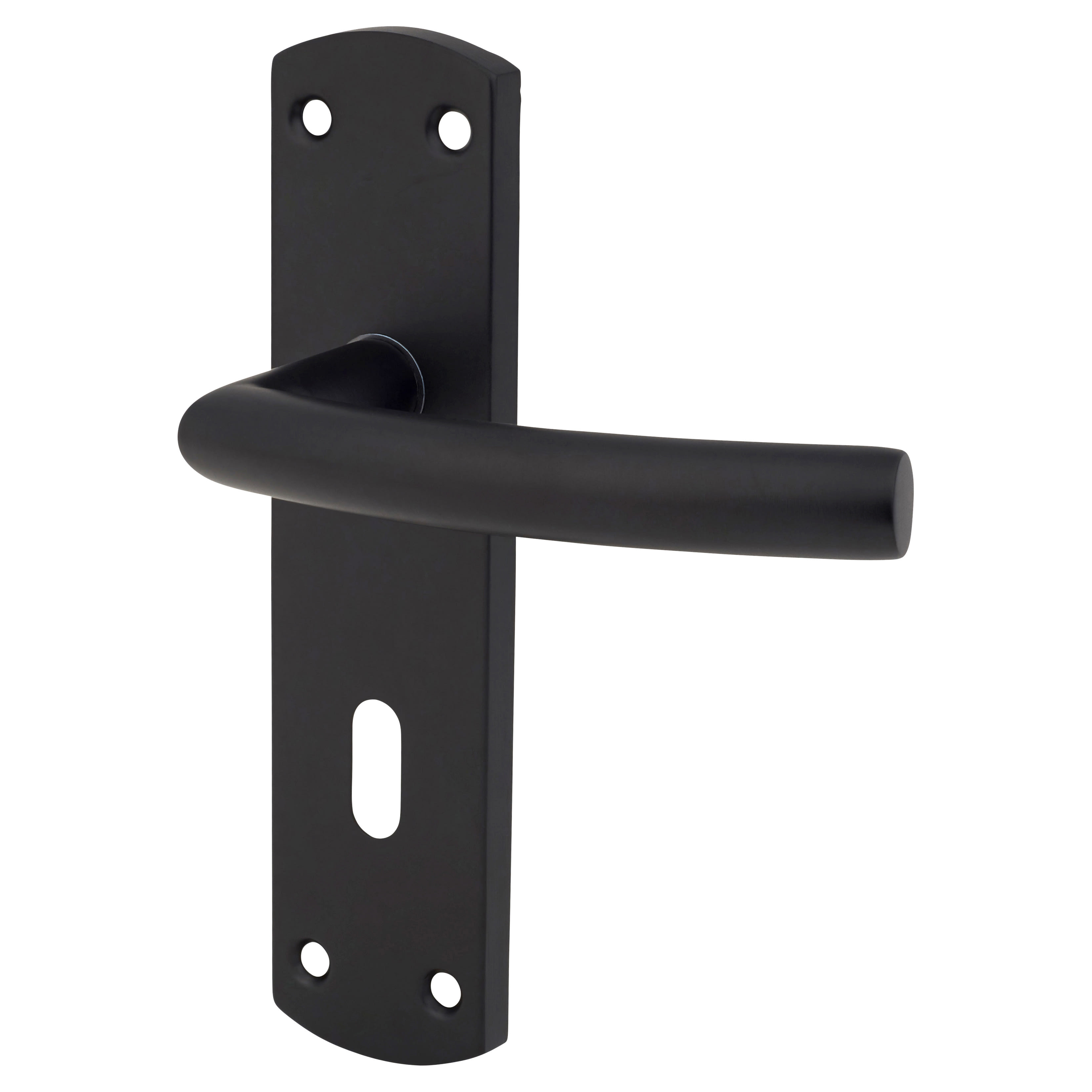 Matt Black Arched Keyhole Lock Door Handles - 172 x 44mm - view 2