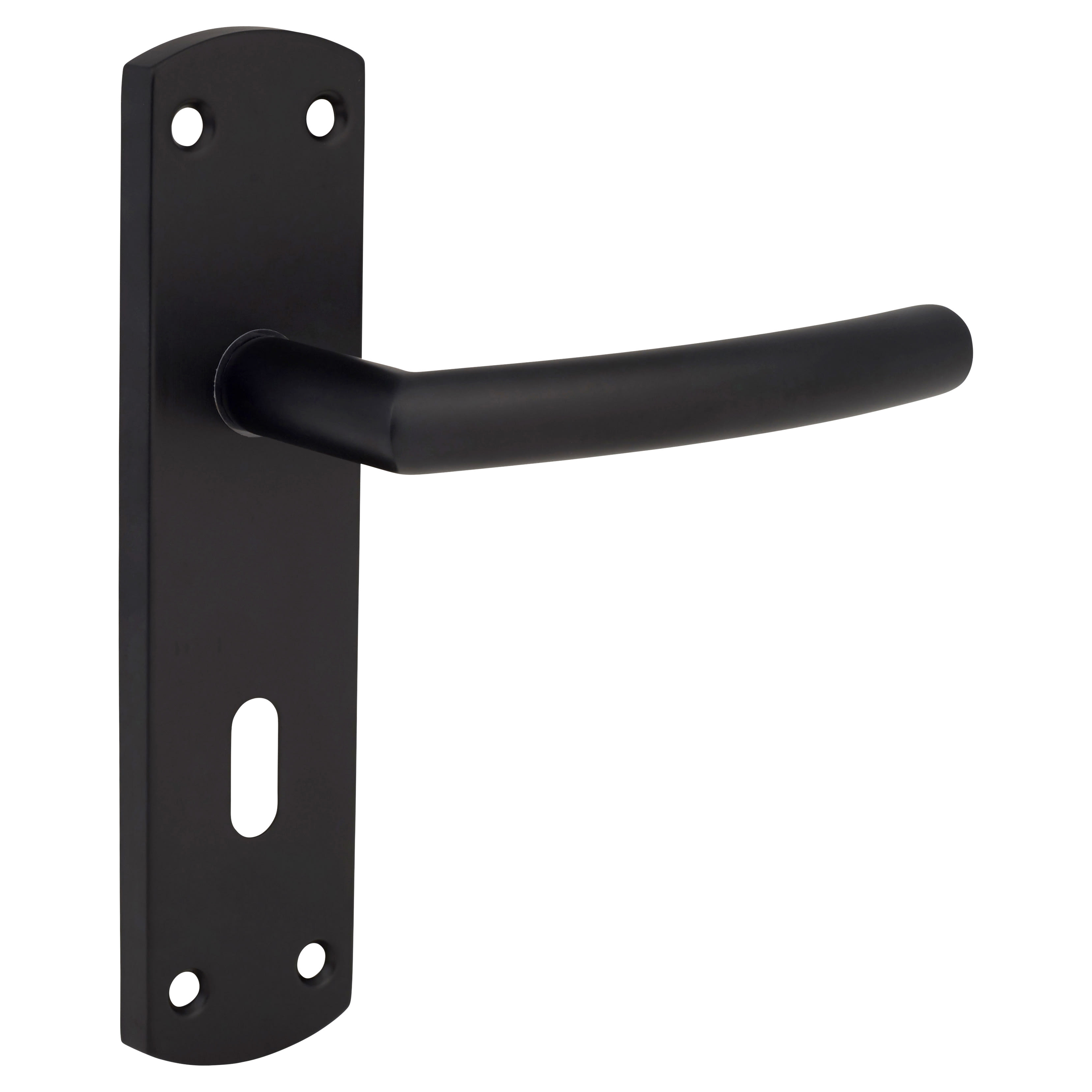 Matt Black Arched Keyhole Lock Door Handles - 172 x 44mm - view 3
