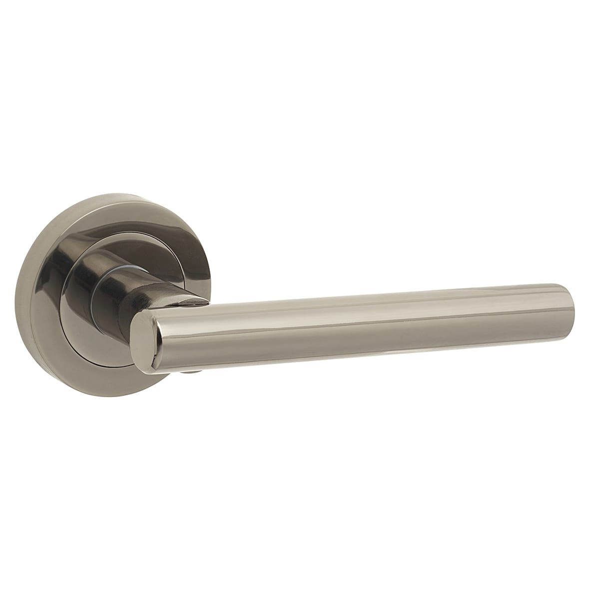 Black Nickel Door Handles on Round Rose - Ella Range - view 2