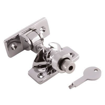 Locking Brighton Screw Pattern Sash Window Fastener - 57 x 22mm - Polished Chrome - view 2