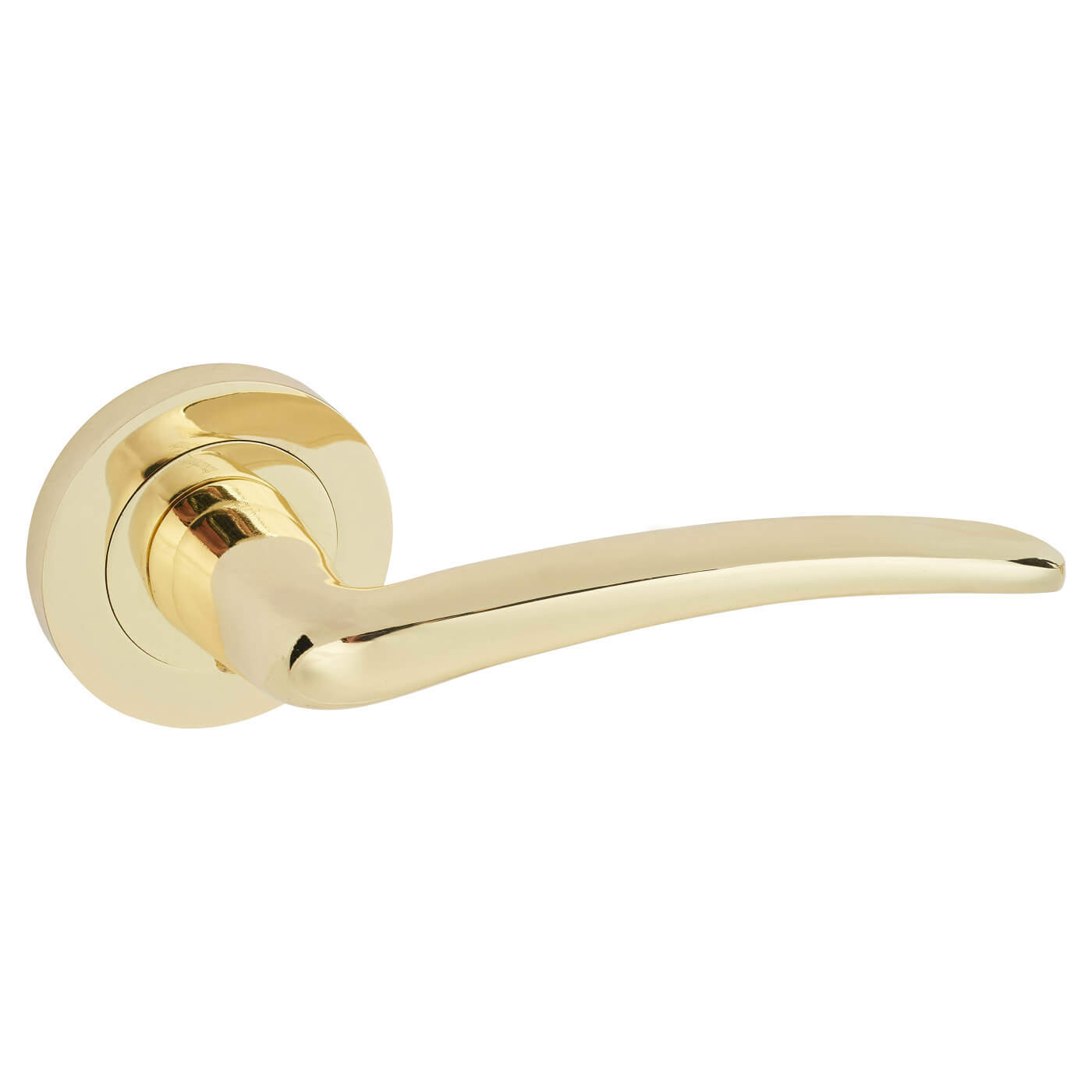 Polished Brass Door Handles on Round Rose - Eloise Range - view 4