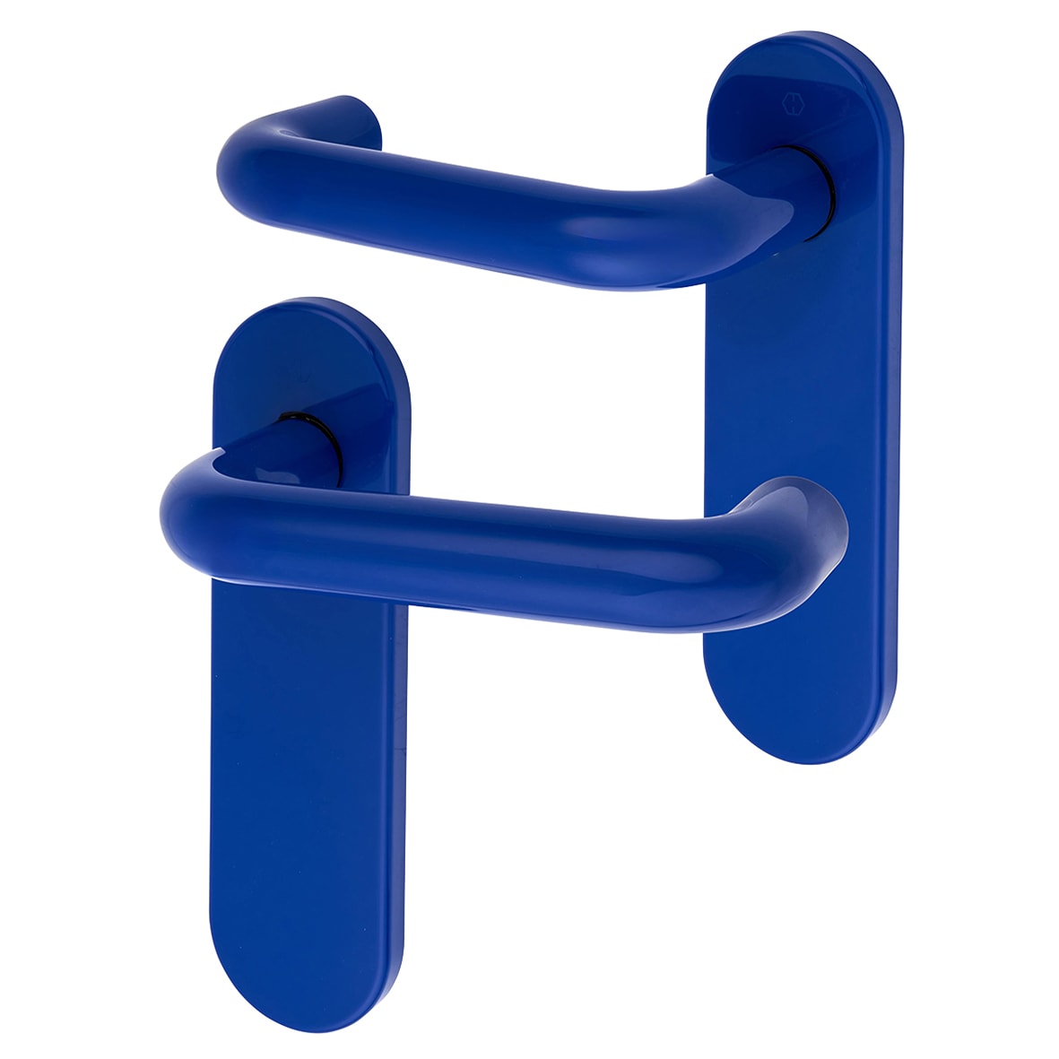 Cobalt Blue Nylon Steel Core Safety Latch Door Handles - Paris Range - 165 x 46mm - view 2