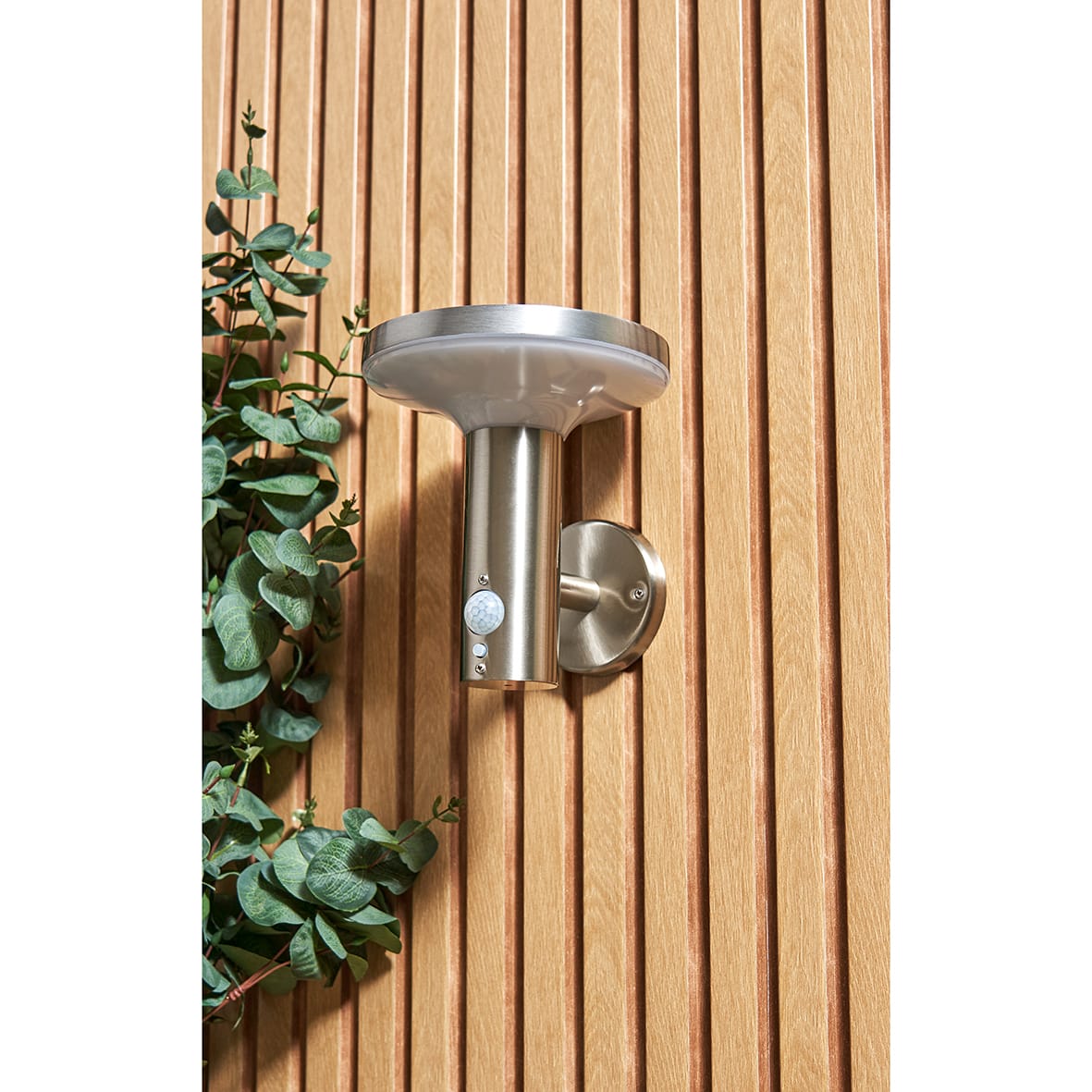 Forum Zink Claire 2W LED Solar Outdoor Down Wall Light with PIR - IP44 - 3000K - Stainless Steel - view 3