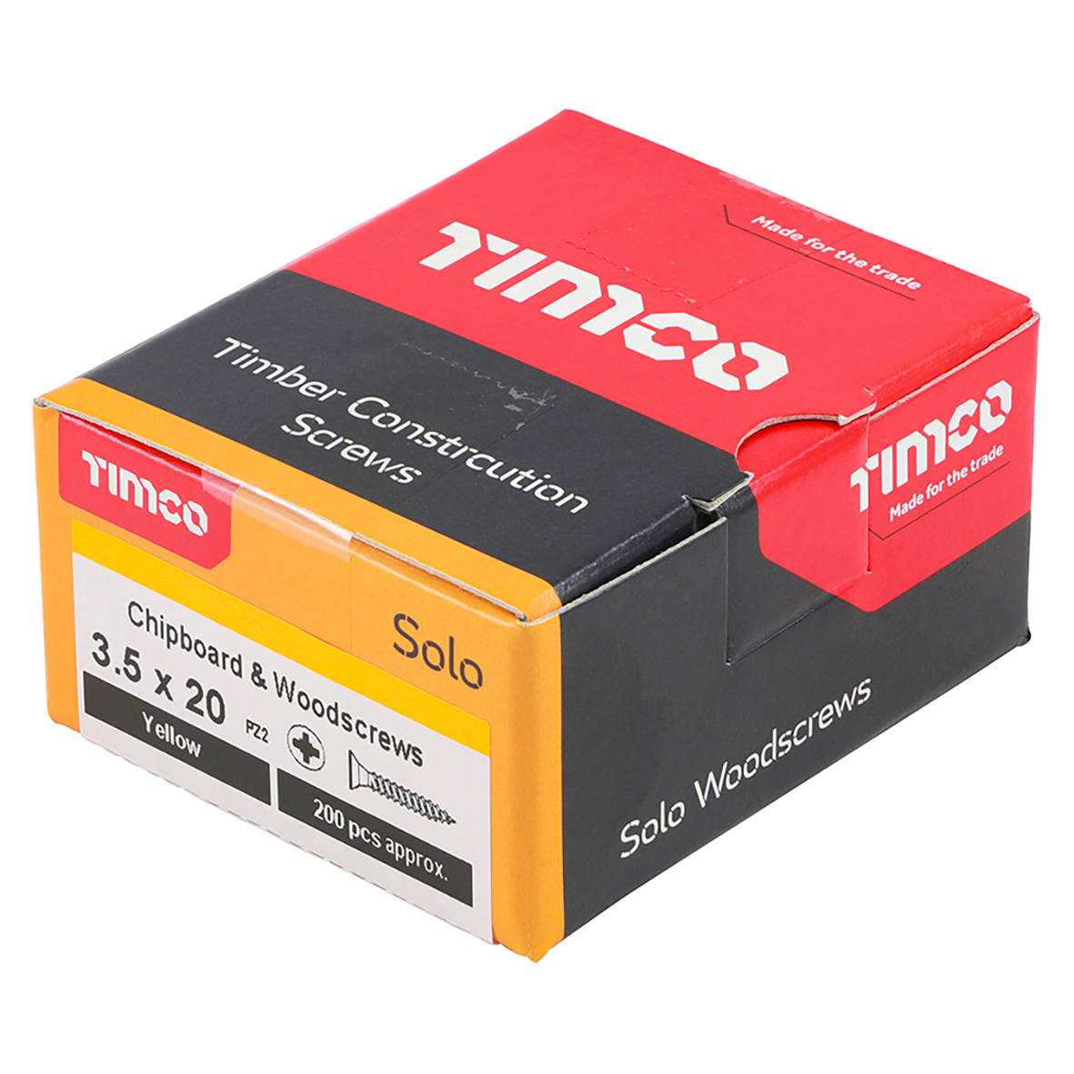 Solo Chippy Pozi Countersunk Wood Screws - 3.5 x 20mm - Yellow Zinc - Pack of 200 - view 4