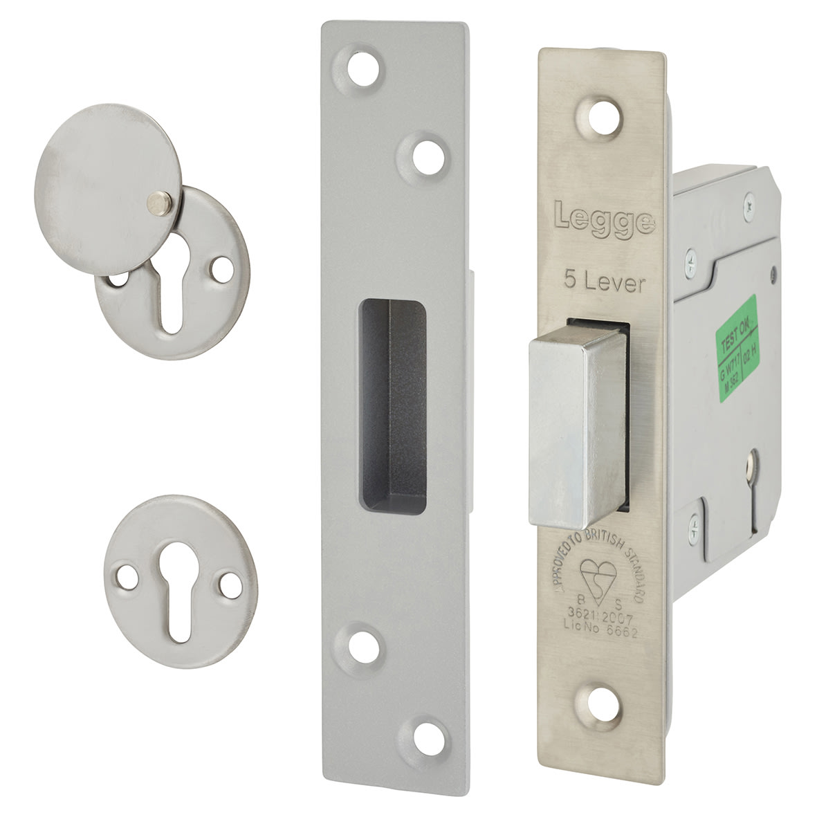 Heavy Duty:2007 5 Lever Deadlock - 76mm Case - 57mm Backset - Polished Stainless Steel - view 2