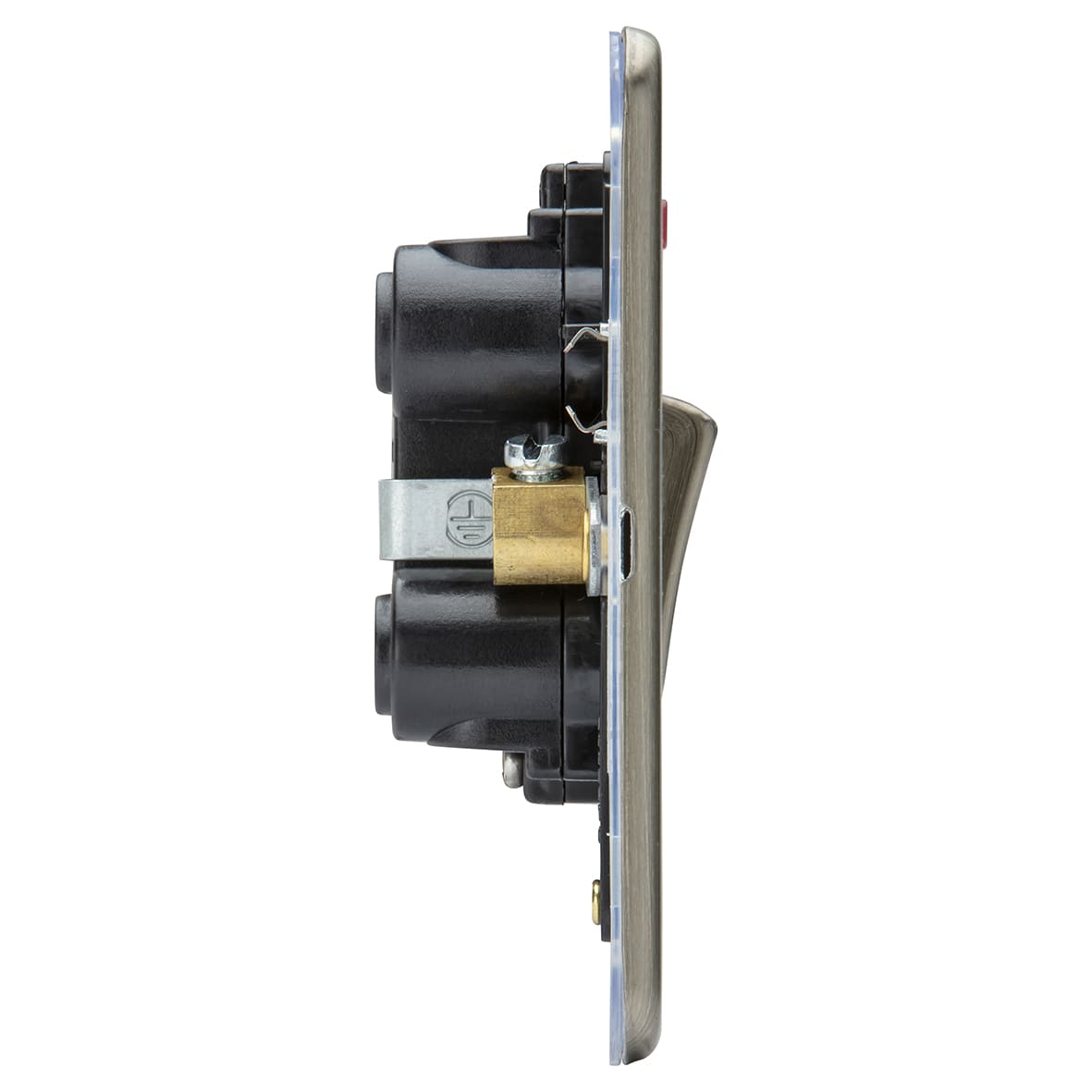 45A 1 Gang Screwless Flat Plate Double Pole Cooker Switch with Neon - Antique Brass - view 2